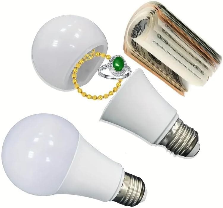 White Light Bulb Safe Box Secret Lights Bulbs, Storage Realistic Lights Bulb Decoy Hiding, Light bulb Diversion, Safe-Hidden Compartment, Hidden Safty Products Safes and Safe Accessories