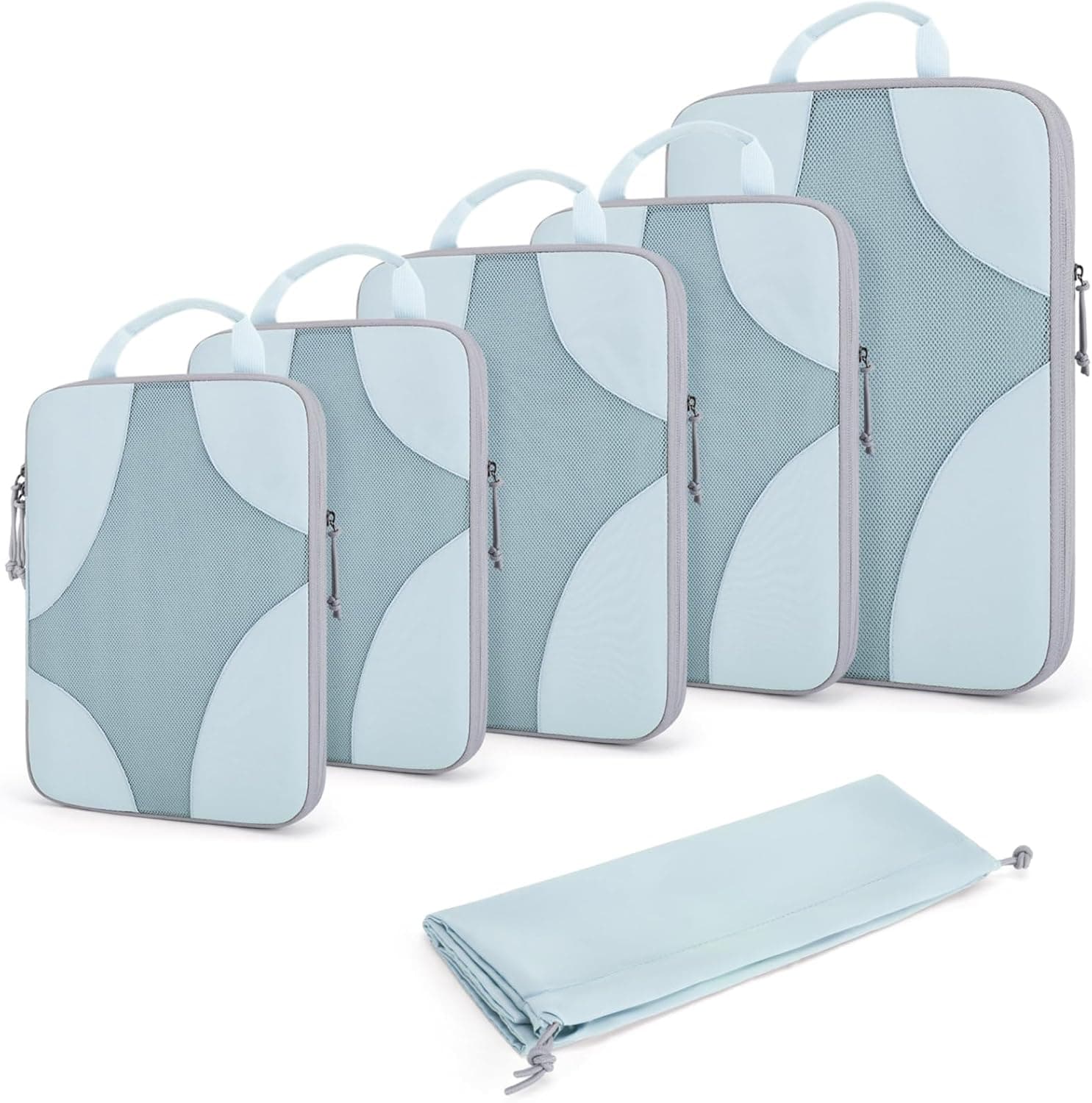 BAGSMART Compression Packing Cubes for Travel, Compressible Luggage Organizer for Cruise Ship, Lightweight Travel Essentials 6-Pack 1L+2M+2S+1Shoe Bag