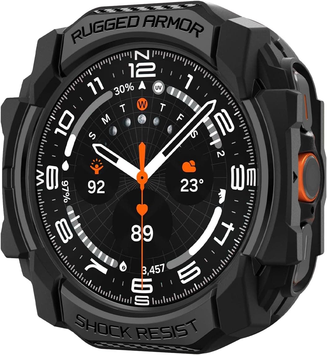 Spigen Rugged Armor Designed for Samsung Galaxy Watch Ultra Case 47mm Durable TPU Cover (2025/2024) - Matte Black