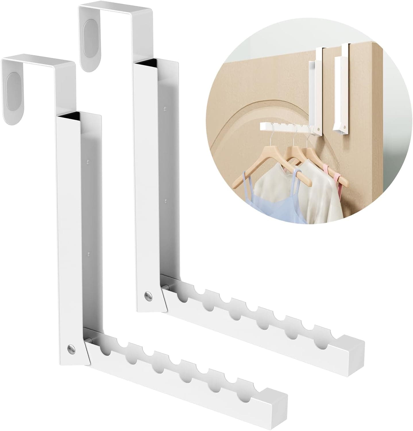 Over The Door Hanger Folding Clothes Drying Rack, Folding Hanging Coat Rack for Indoor Laundry Room Compact Small Space Foldable Portable Clothing Hanger Hook Collapsible- 2 Pack