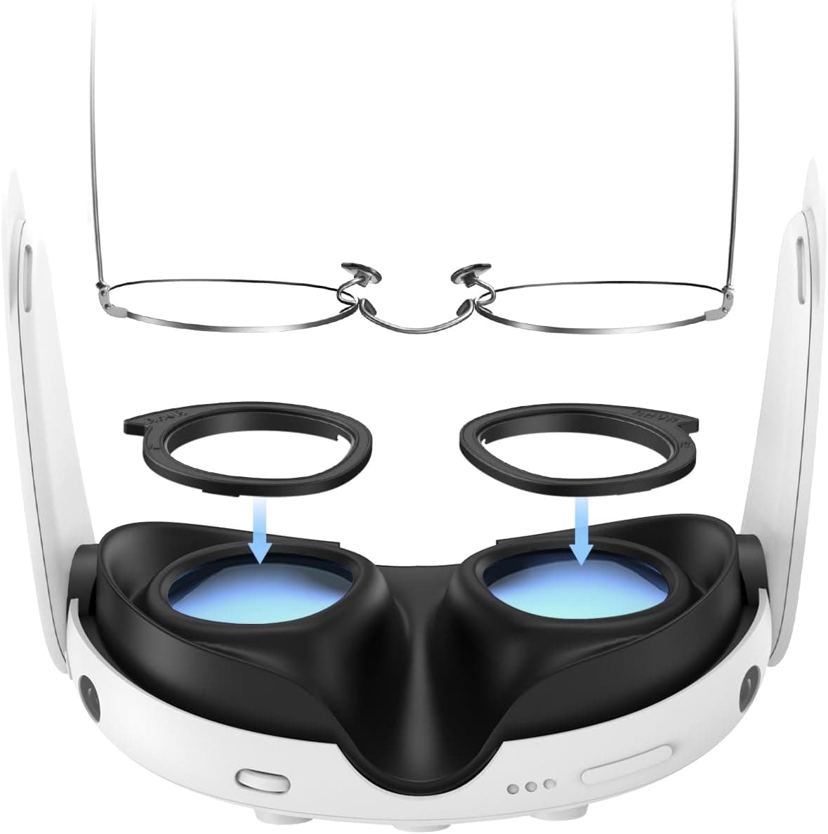AMVR Lens Protector Set Compatible with Meta/Oculus Quest 3 Accessories,Glasses Spacer for Q3 Lenses,Soft Silicone Rings Protect Prescription Glasses(Only Spacer Frame, No Lenses)