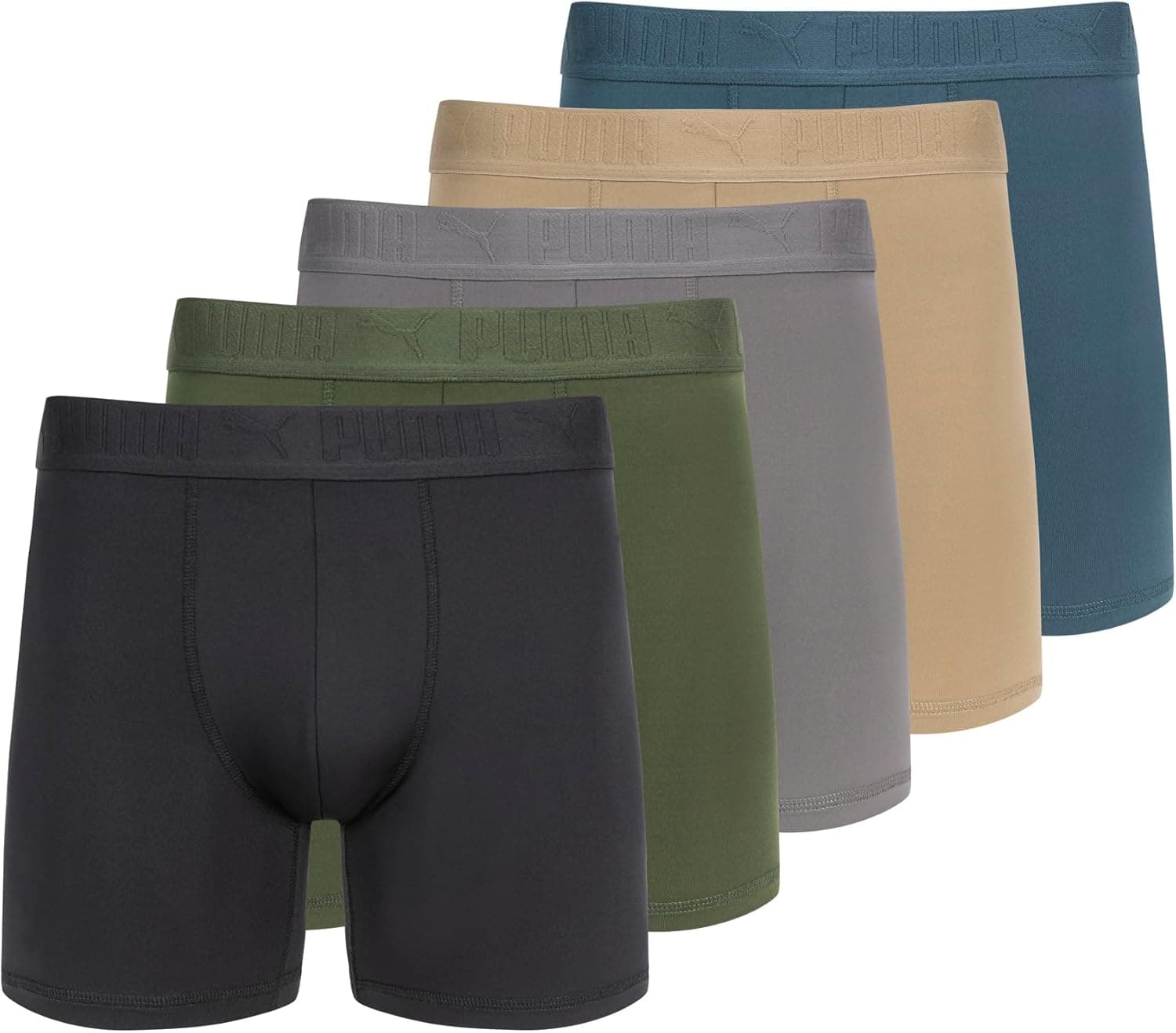 PUMA mens 5 Pack Performance Boxer Briefs