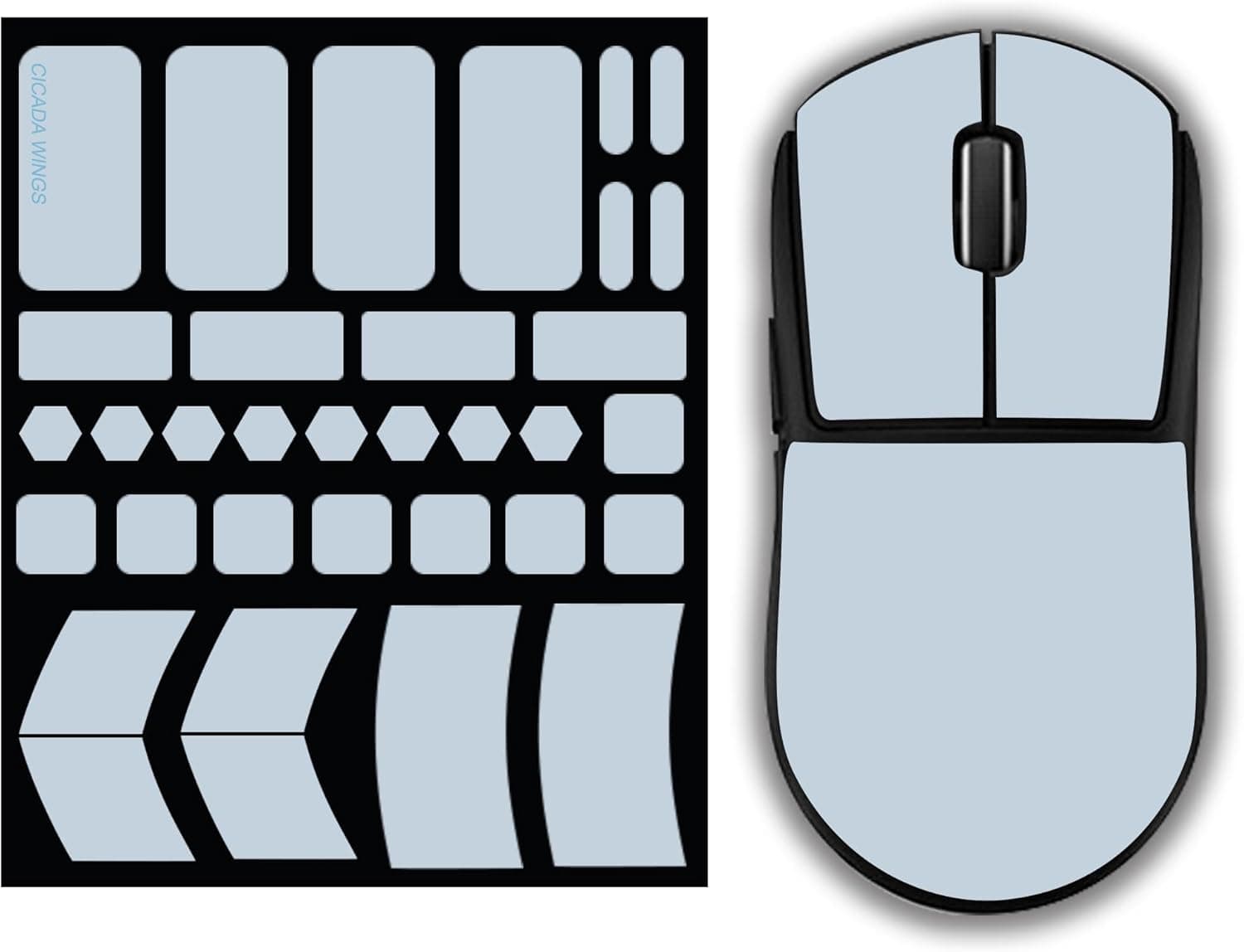 X-Raypad Gaming Mouse Grips Tape, Universal Pre-Cut Cicada Wings, E Sports Anti-Slip, Ural-Thin Zero Touch Feel,Universal Non-Slip Tape of Various Shapes Suitable for All Mice (Cicada White)