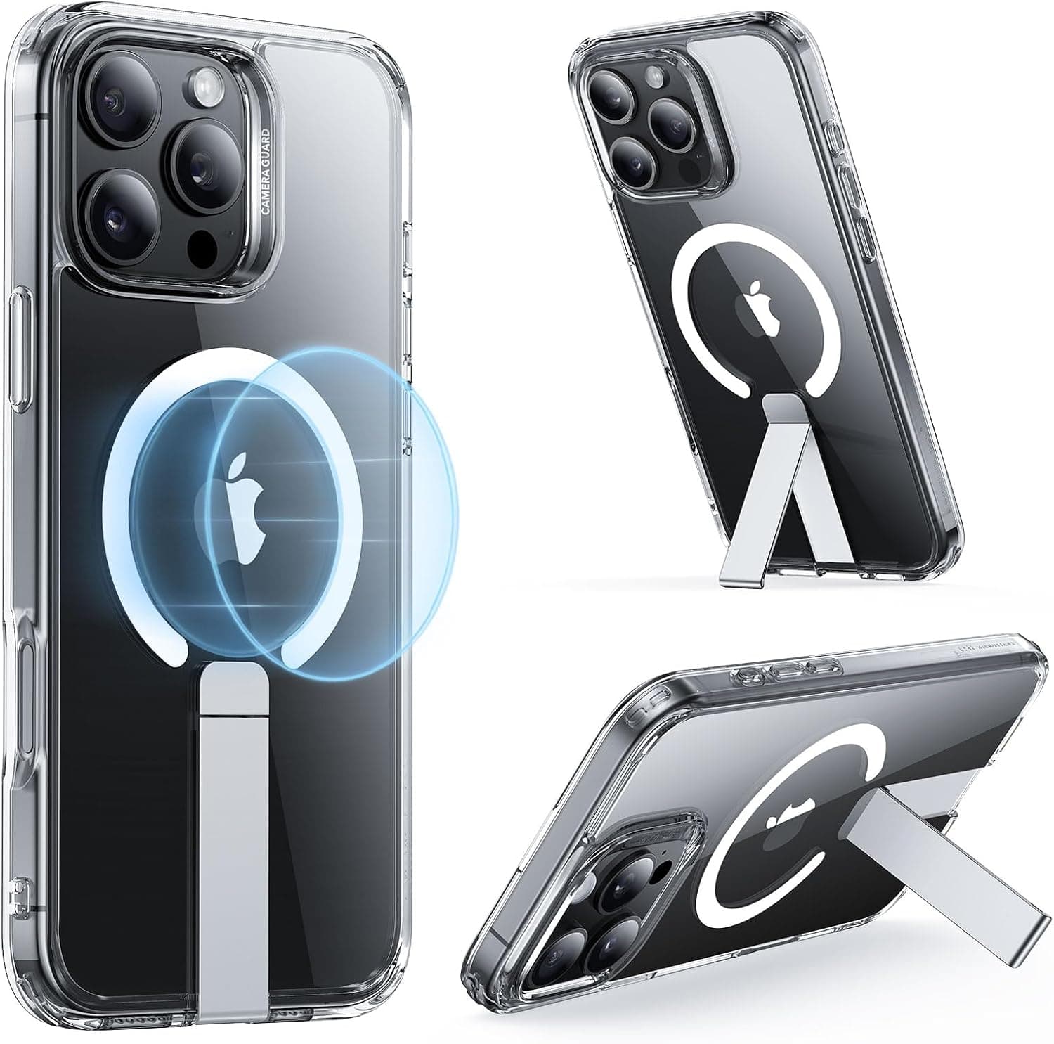 ESR for iPhone 16 Pro Max Case with Kickstand, Compatible with MagSafe, Magnetic Case for iPhone 16 Pro Max, Fully Adjustable Flickstand, Military-Grade Shockproof, Boost Series, Clear