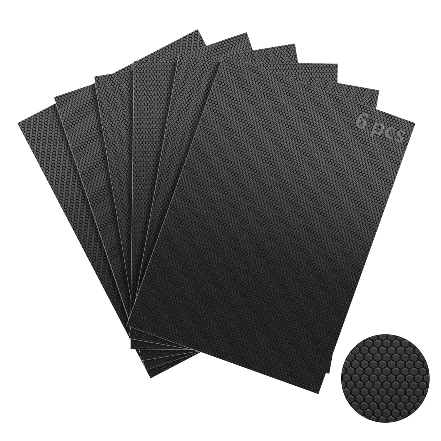 Aobrill Rubber Grip Tape, 6 Pcs Strong Adhesive Non-Slip Tape, Enhanced Cuttable, Heat Resistant, Customizable with Grip for Handles and Contact Surfaces (Black, 6In x 9In)