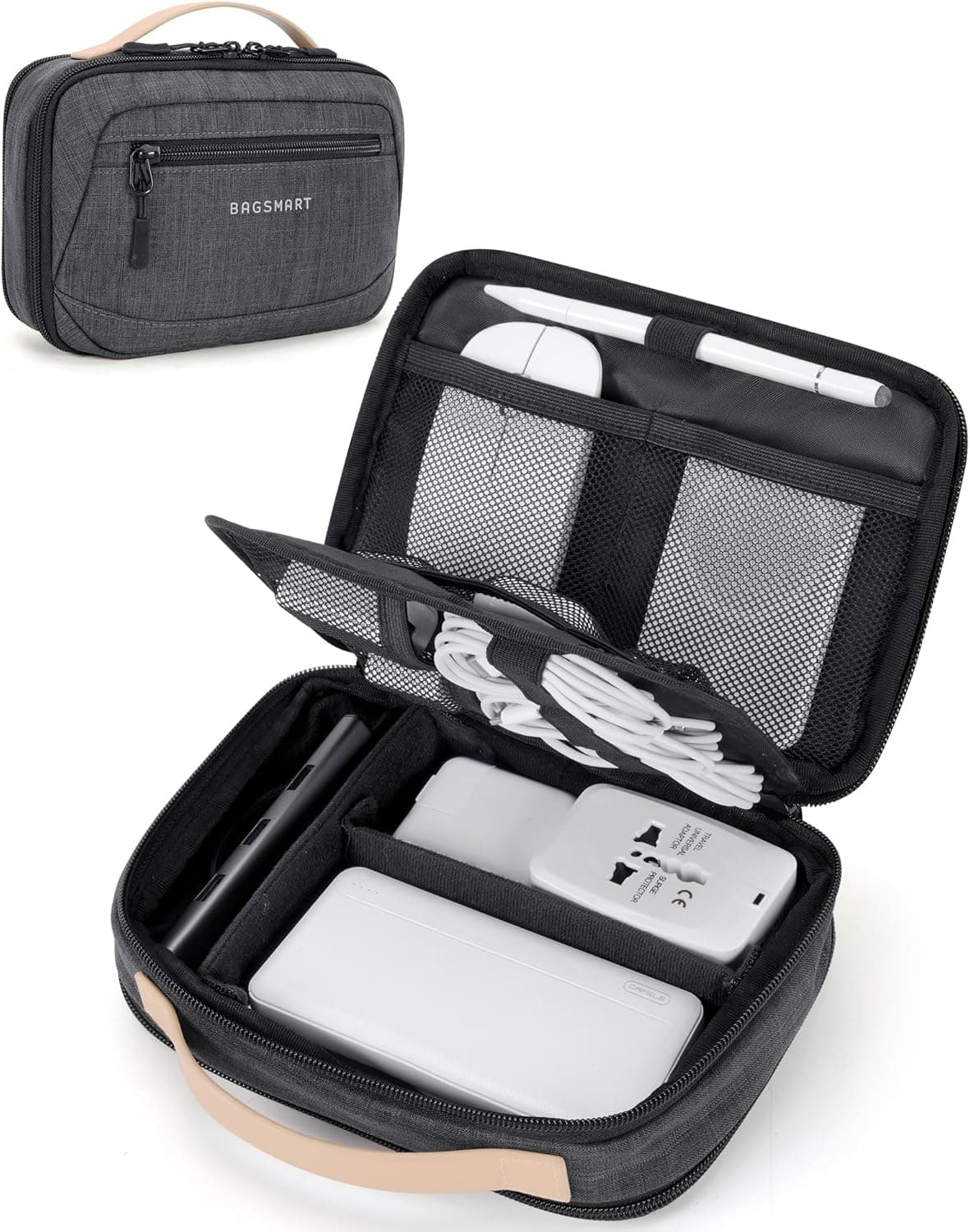 BAGSMART Electronics Organizer Travel Case, Cord Organizer Travel Cable Bag for Tech Accessories (Black)