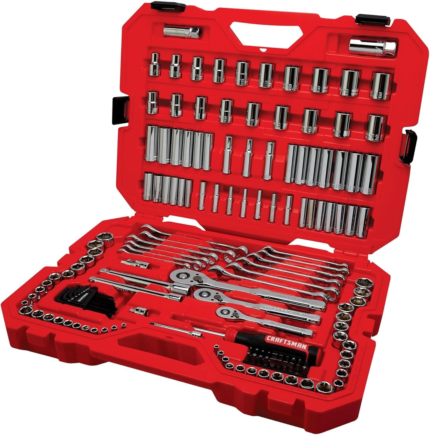 CRAFTSMAN Socket Set, 159 Piece Socket Wrench Set Mechanics Tools 1/4-in., 3/8-in., and 1/2-in(, 6 Point and 12 Point (CMMT12125)