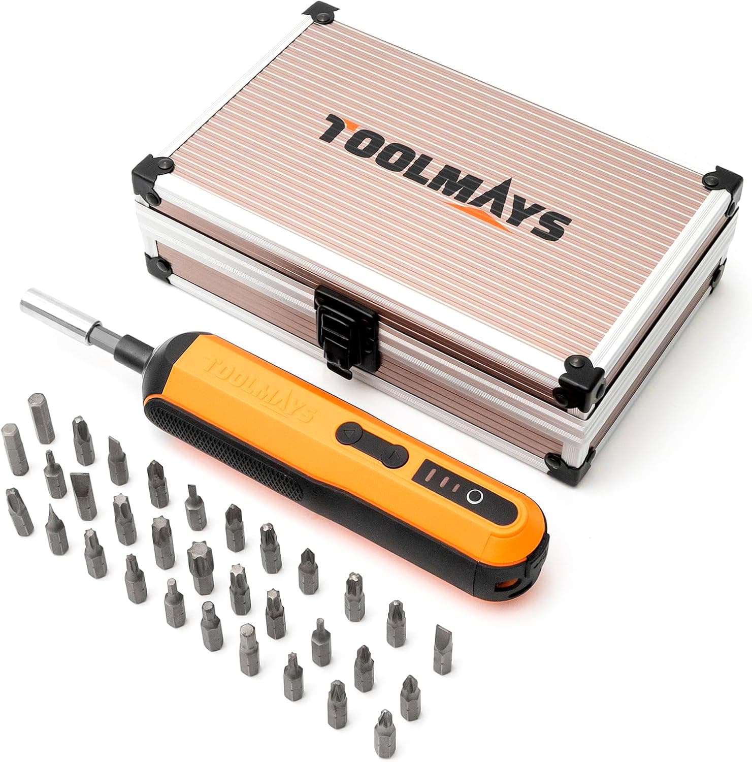 Electric Screwdriver, Cordless Screwdriver Kit, 4V 3-Speed Magnetic Bits Precision Screwdriver Set, Rechargeable Power Screwdriver, with Aluminium Box