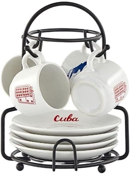 IMUSA 8pc 1.5oz Cuba Espresso Cups & Saucers Set w/Rack