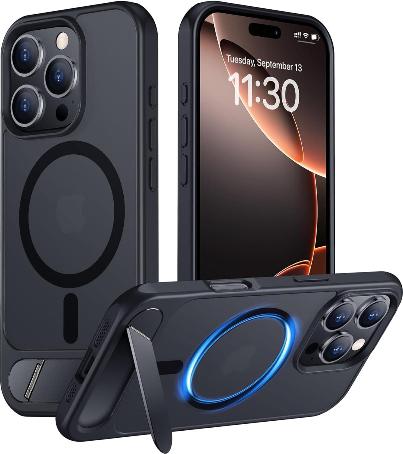 Temdan Magnetic Compatible with iPhone 16 Pro Max Case, [Built-in Invisible Kickstand][Compatible with MagSafe] [Military Grade Shockproof] Slim Translucent Matte Phone Case for iPhone 16 Pro Max 6.9"