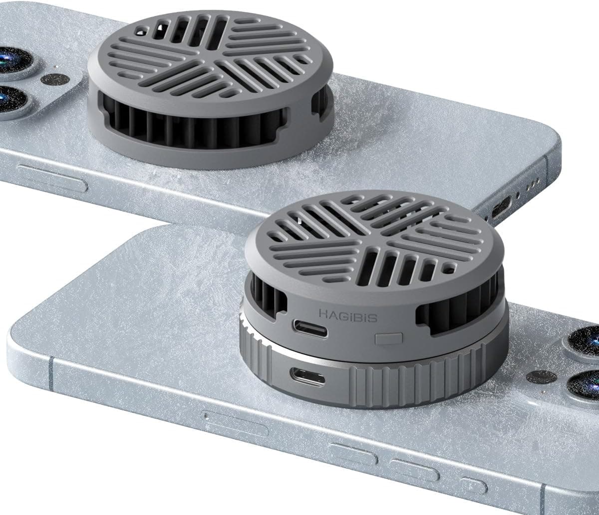 Hagibis Magnetic Cell Phone Cooler Ultrathin Cooling Fan Portable Lightweight Mobile Phone Radiator for iPhone 16 15 Pro Max, MagSafe Series, iPad Pro, Android, Tablet (Grey)