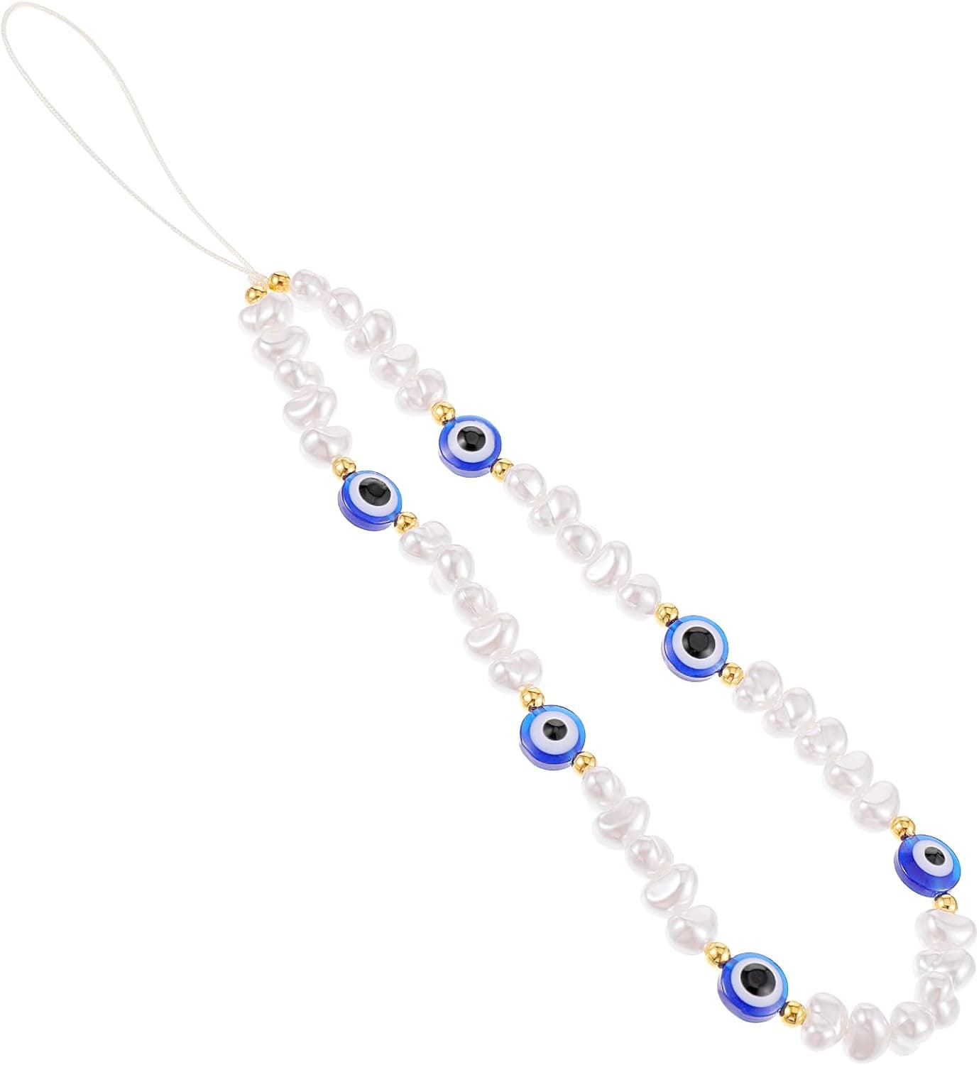 Beaded Phone Charm Evil Eye Phone Wrist Strap Cute Phones Lanyard Evil Eye Beaded Chain Keychain Handmade Phones Chain Straps Keychain for Men Women String