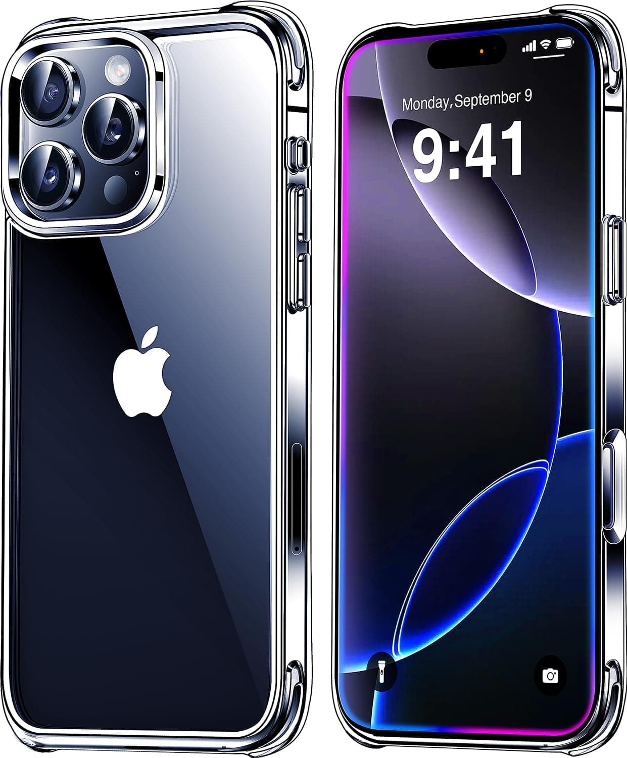 Mkeke for iPhone 16 Pro Case Clear [Not-Yellowing] [Military-Grade Drop Protection] Shockproof Protective Clear iPhone 16 Pro Case Phone Bumper for Apple 6.3 inch 2024