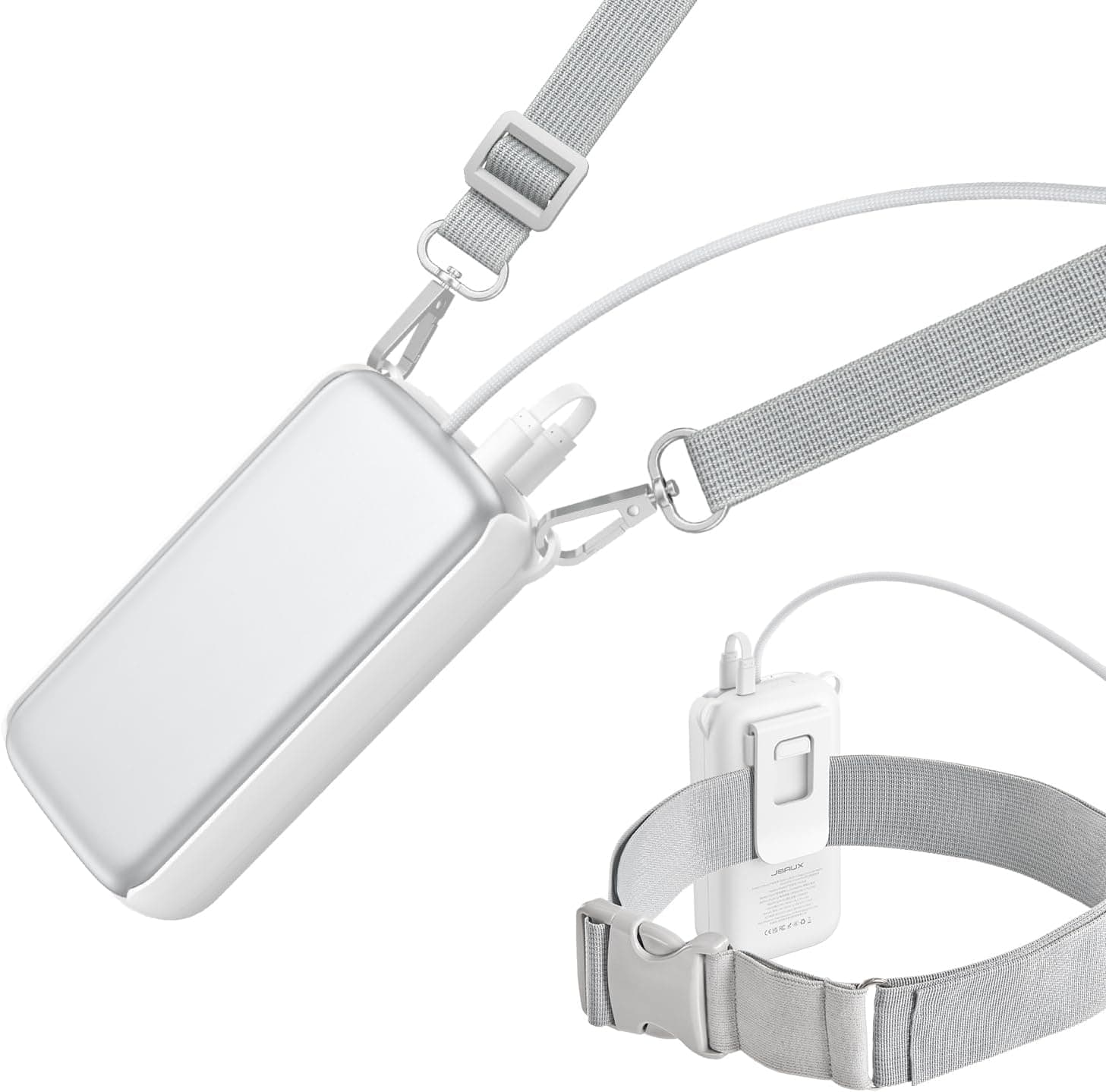 JSAUX Battery Pack Compatible with Apple Vision Pro, 10000mAh Battery Holder (Extra 2-3H Playtime) Belt Clip and Lanyard PD Fast Portable Rechargeble Power Bank & Case/Cover for Apple VR Accessories