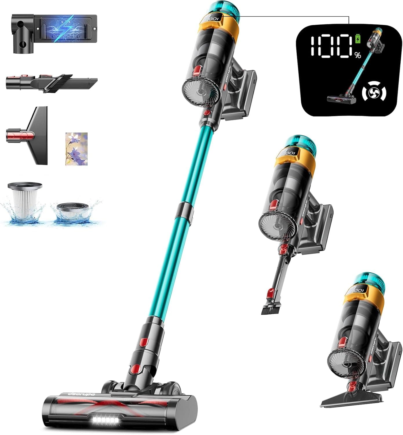 Cordless Vacuum Cleaner, 600W 50KPA 70Mins Vacuum Cleaners for Home, Stick Vacuum with Charging Dock Station, Anti-tangle Wireless Vacumm, Rechargeable Cordless Vacuum for Pet Hair/Carpet/Hard Floor