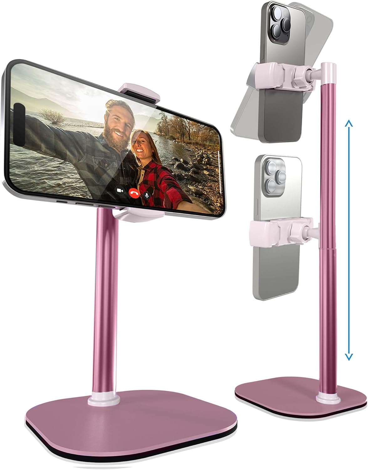 COOPER ChatStand, Adjustable Cell Phone Stand for Desk, Phone Stand for Recording, iPhone Holder for Filming, Small Tripod for iPhone, Fits Samsung, Android Smartphones, (Pink Rose Gold)