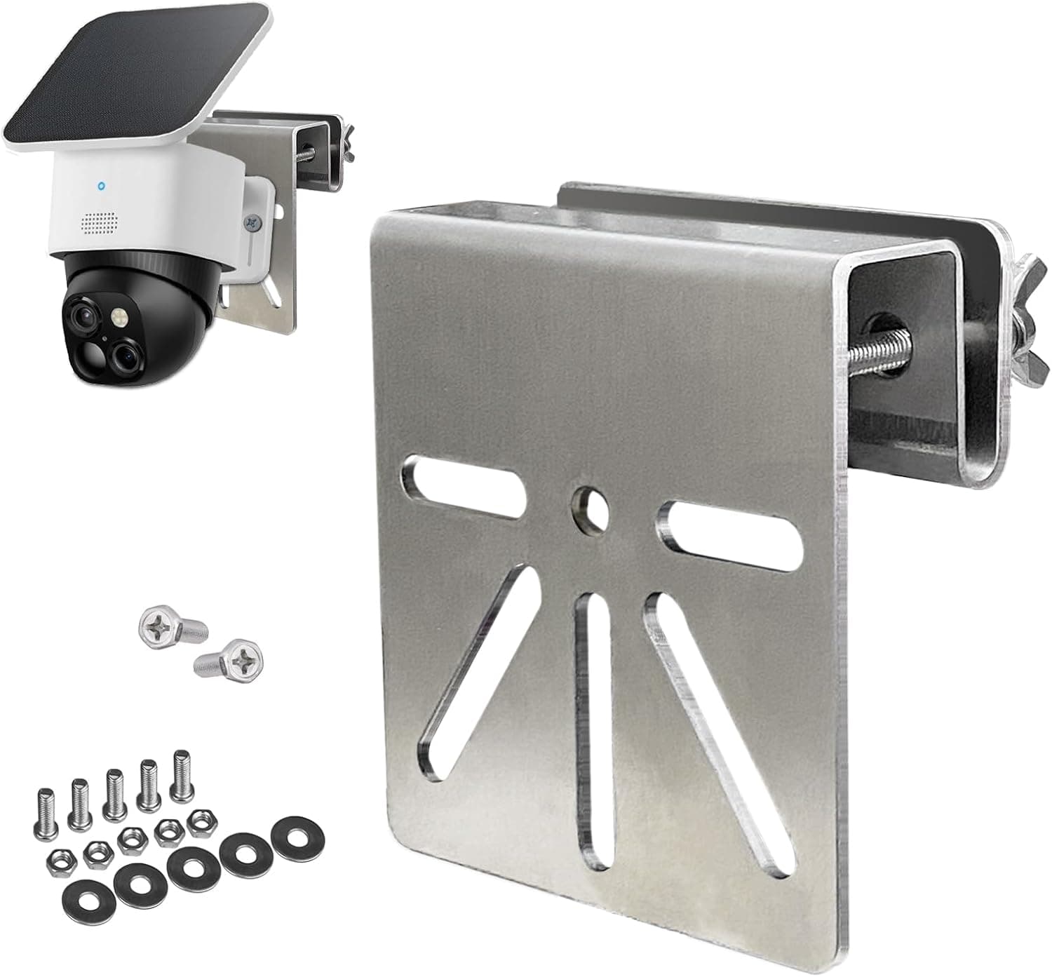 WiTi Gutter Mount Stainless Steel Bracket for Eufy Security SoloCam S340, Solar Security Camera Holder Anti-Rust Screws, No Drill Installation Compatible with IP PTZ DomeCameras Outdoor