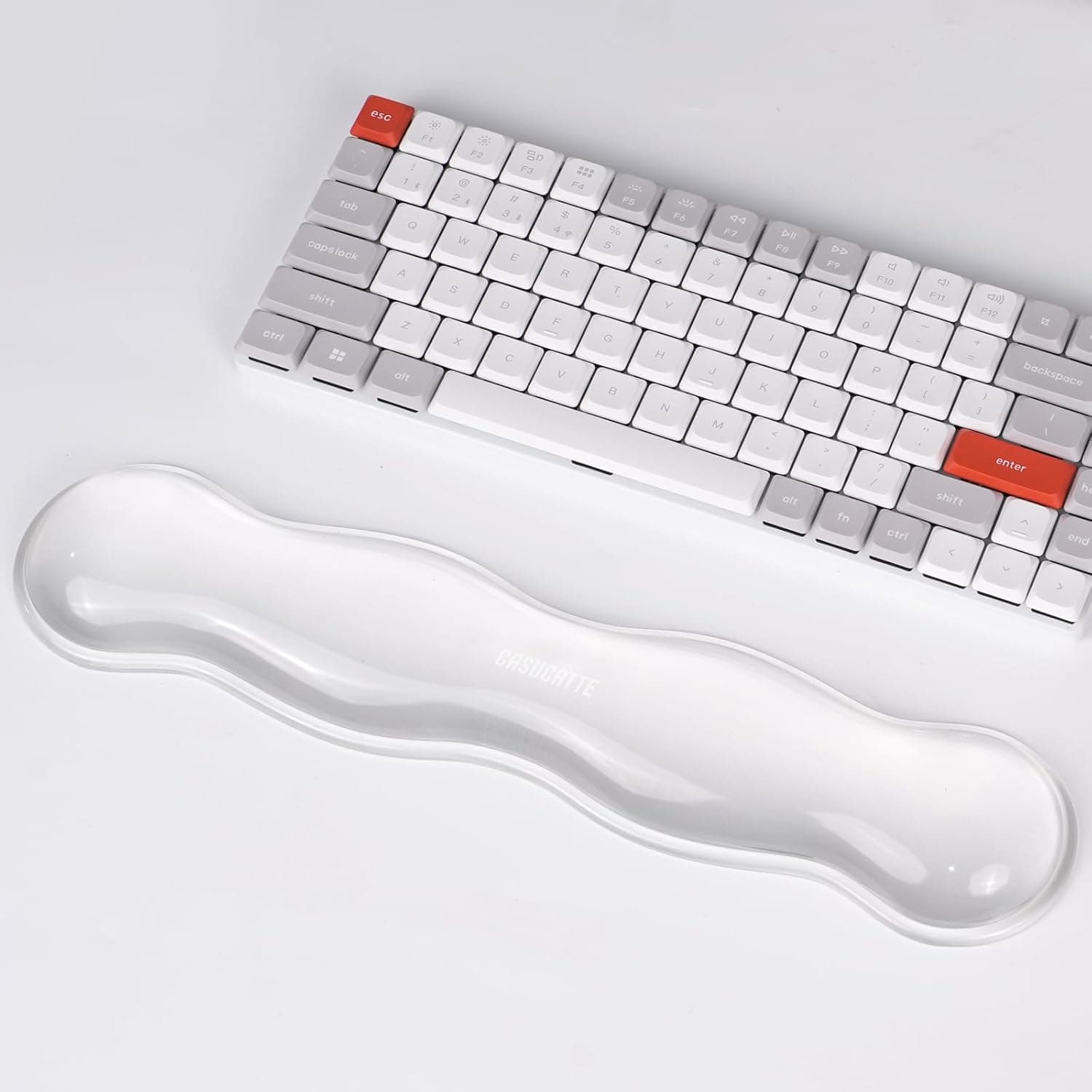 Ergonomic Clear Gel Wrist Rest for Computer Keyboard - Non-Slip Crystal Gel Pad, Soft Comfortable Support, Washable, Office Gaming Wrist Pain Relief