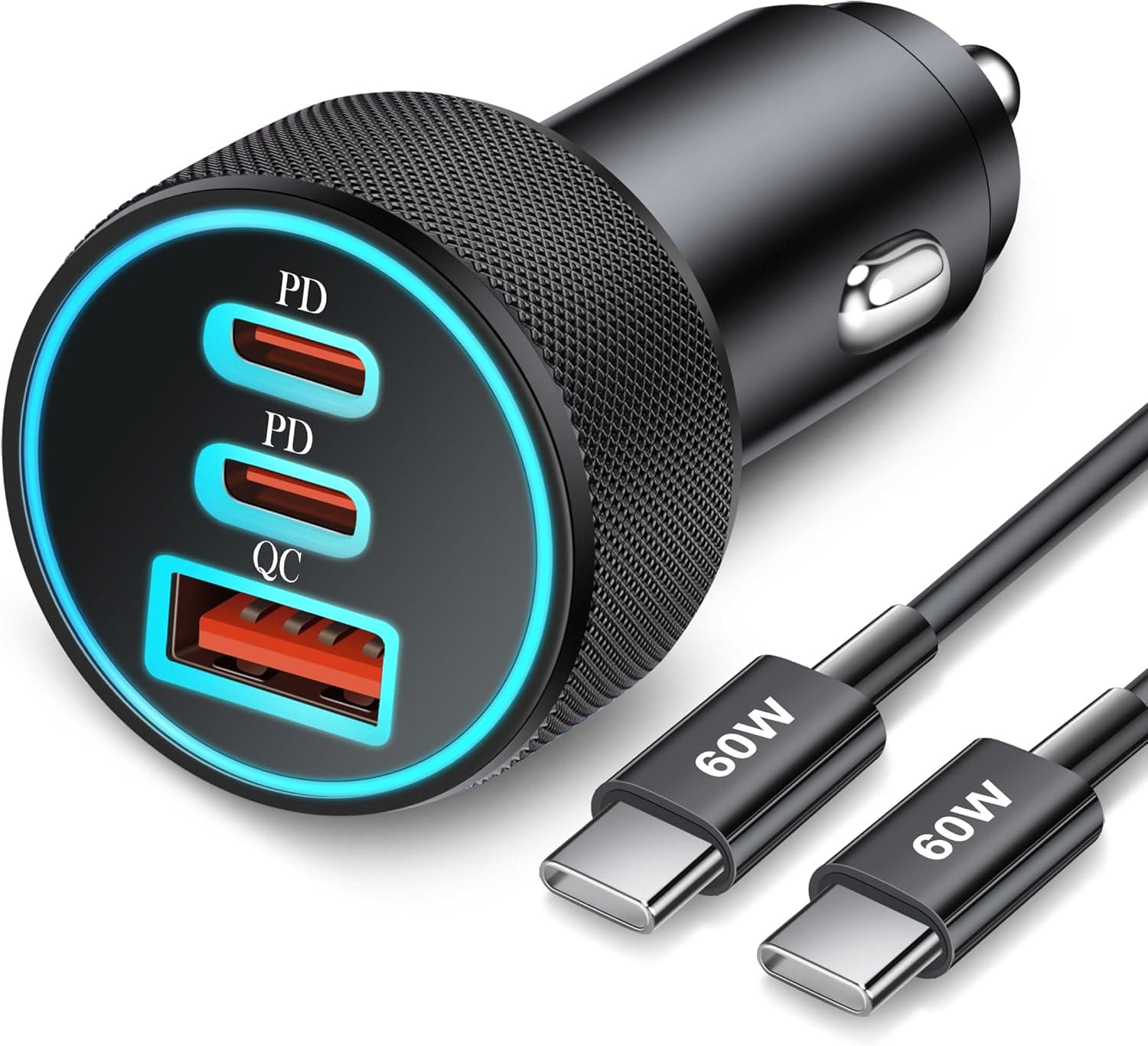67W 3-Port Super Fast Type C Car Charger USB C for Samsung Galaxy S25 S24 S23 S22 S21 Ultra, iPhone 17/Air/16/15 Pro Max, Android, PD/QC Car Phone Adapter Accessories for Men Women + 3FT USB-C Cable