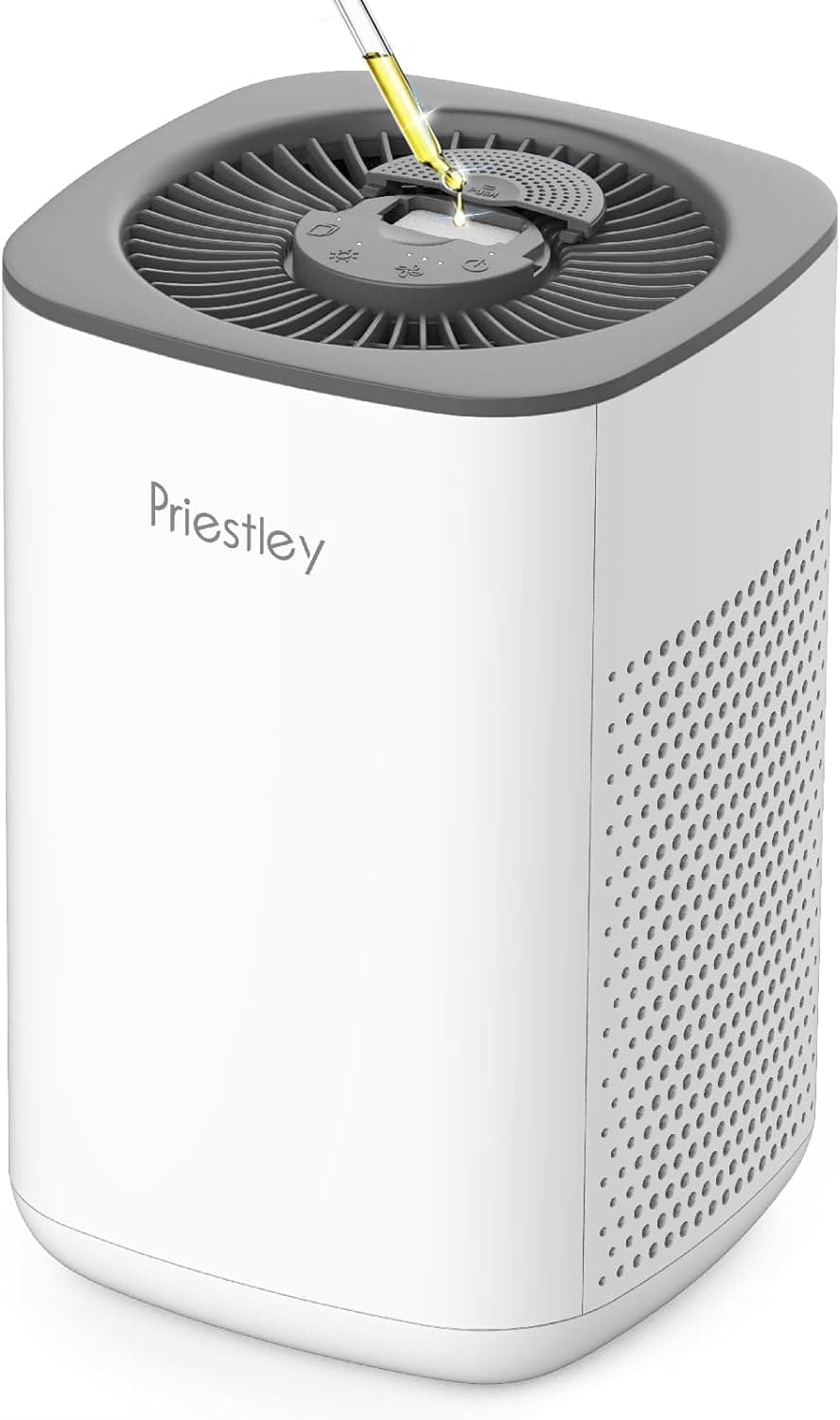 Priestley Small Air Purifiers for Home Bedroom Dorm Office Desktop, 20dB Quiet 3-in-1 HEPA Air Purifier with Essential Oil Diffuser, Air Filters Smoke, Allergies, Pet Dander, Odor, Dust