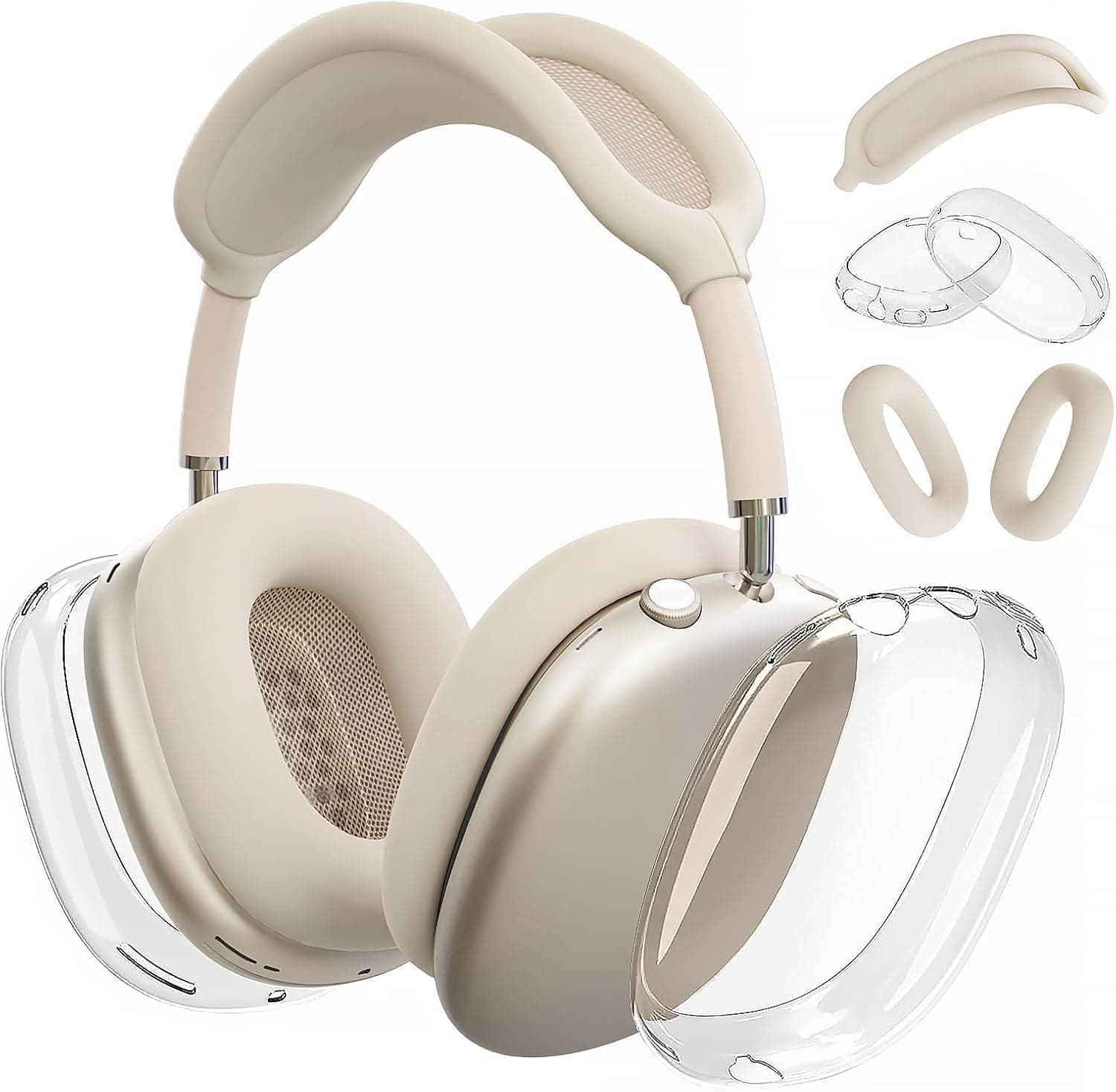 for AirPods Max Case Cover, Silicone Ear Cups Cover/Clear Soft TPU Ear Pad Case/Headband Wrap for AirPods Max (2024/2020),Headphones Accessories for Apple (USB-C), Starlight