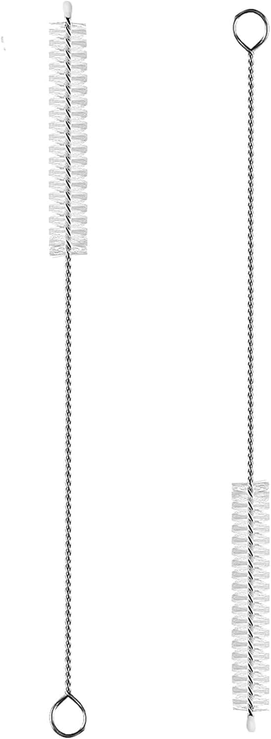 2 Pack Straw Cleaner Brush, Reusable Metal Handles Straw Cleaner Brush Extra Long for Stanley Mug 40, 30, 20 oz, 10mm Wide for Sippy Cup, Water Bottle and Tubes (Clear+Clear)