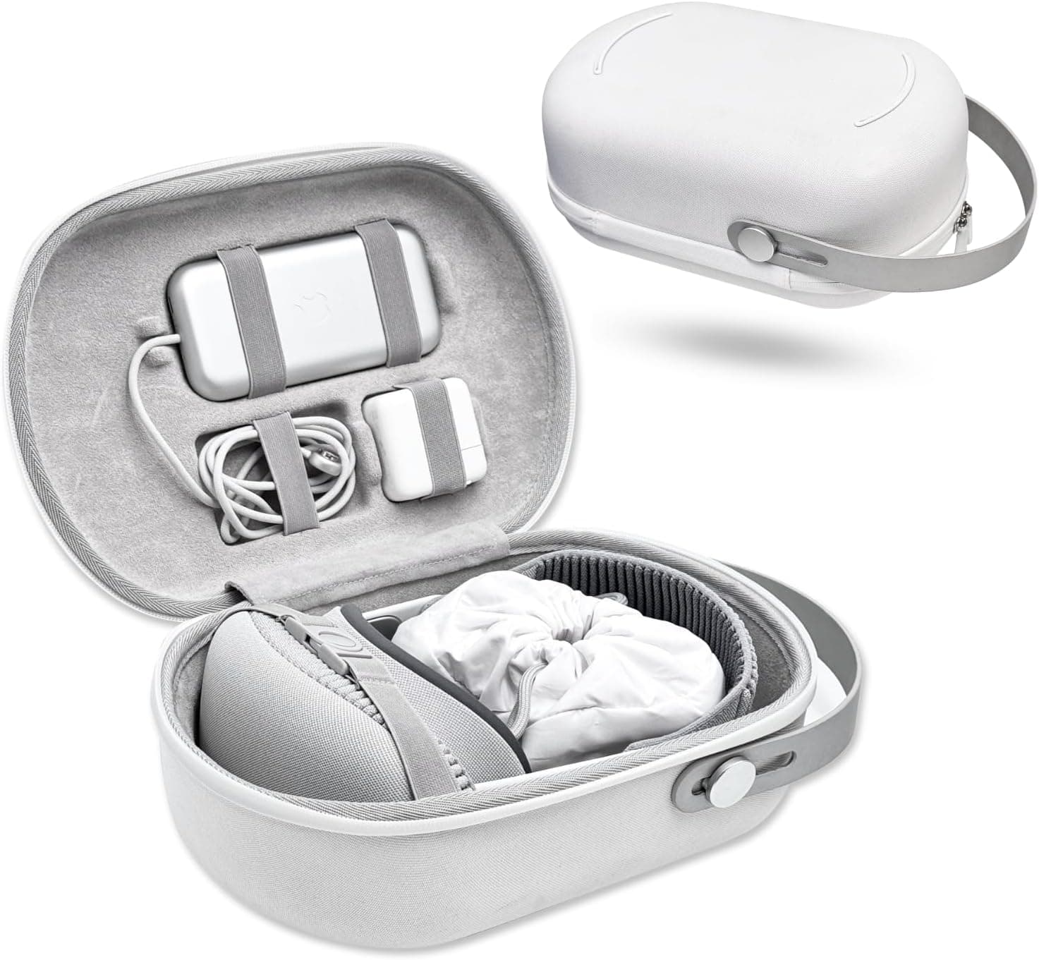 Macally Case for Apple Vision Pro - Protection That Travels With You - Lens Protector, Accessory Pouch, AirTag Slot, and Carry Handle – Protective Apple Vision Pro Accessories