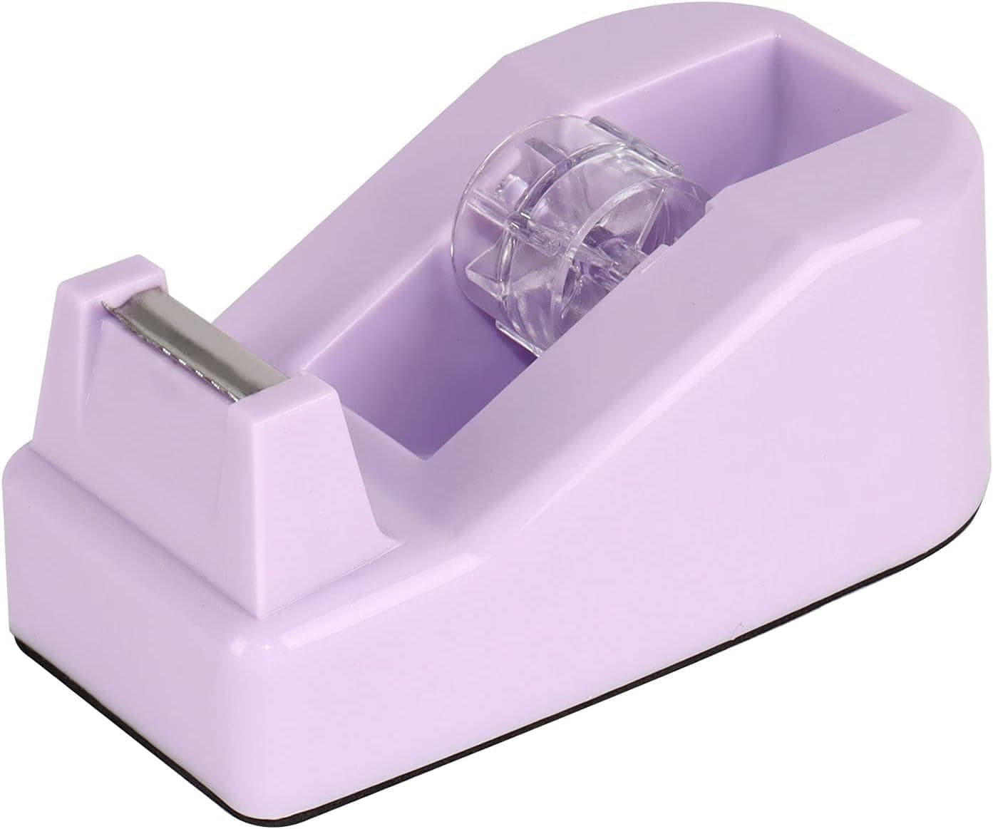 Purple Plastic Desktop Tape Dispenser with Weighted Non-Skid Base,Heavy Duty Cute Tape Dispenser for Packaging in Office,Restaurant,Flower Cake Shop Office Products,Packaging and Shipping Supplies
