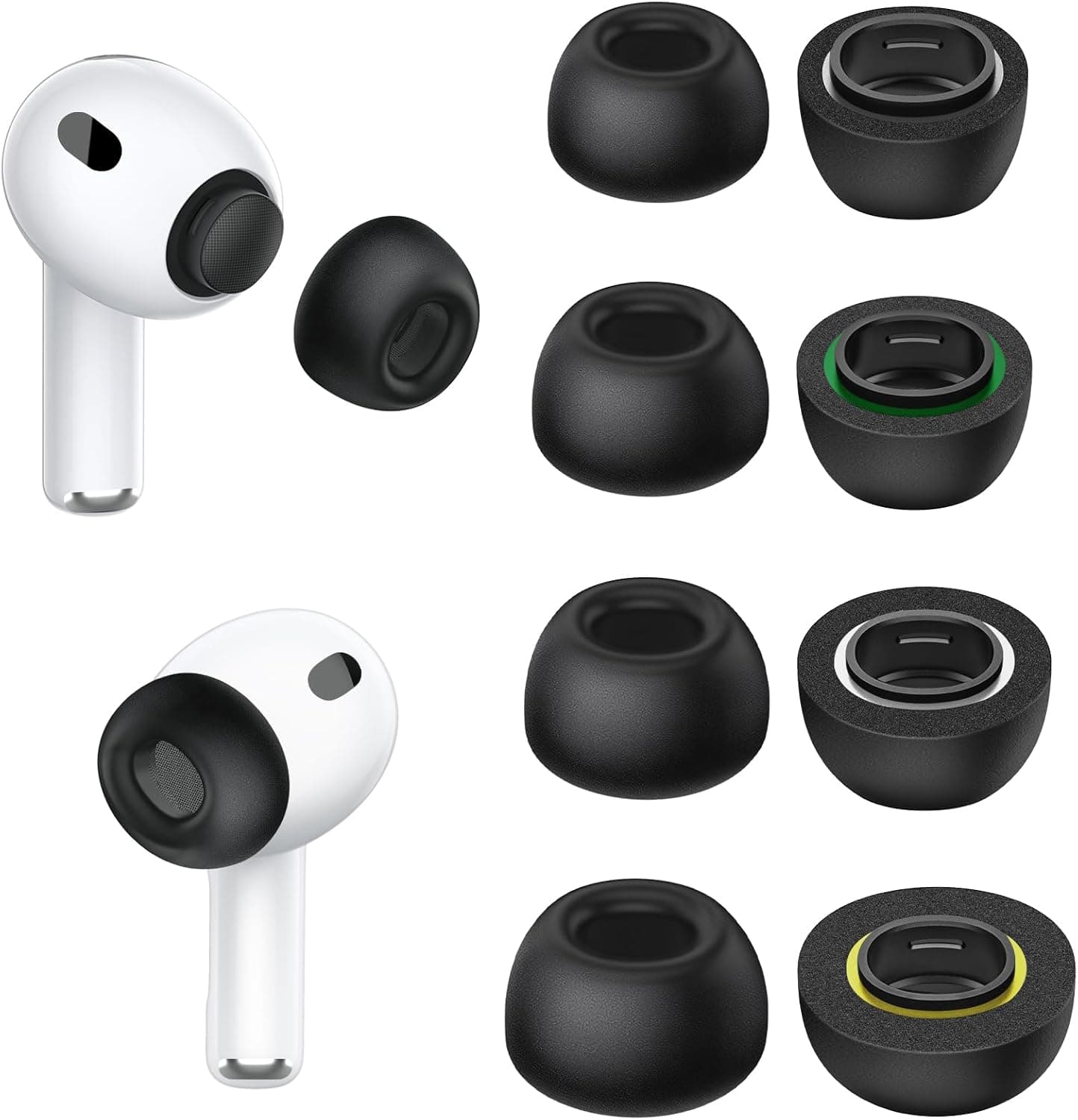 Memory Foam Ear Tips for Airpods Pro 3, Secure Fit, Comfortable, Better Noise Canceling, Replacement Ear Tips with Portable Storage Box (XS/S/M/L)