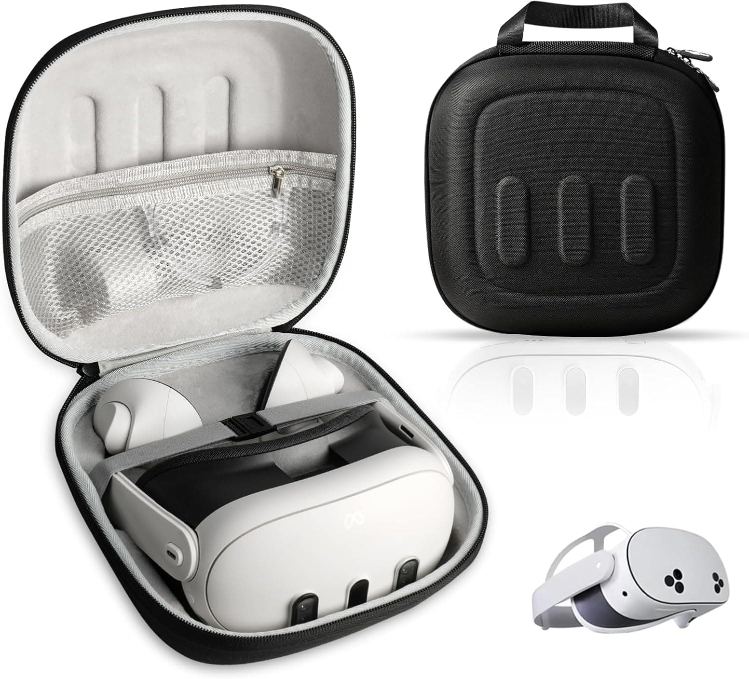 Q3S Hard Carrying Case for Meta Quest 3/Quest 3S VR Headset, Touch Controller, Original Fabric Strap & Accessories, Ideal for Travel & Home Storage with Comfort Protection