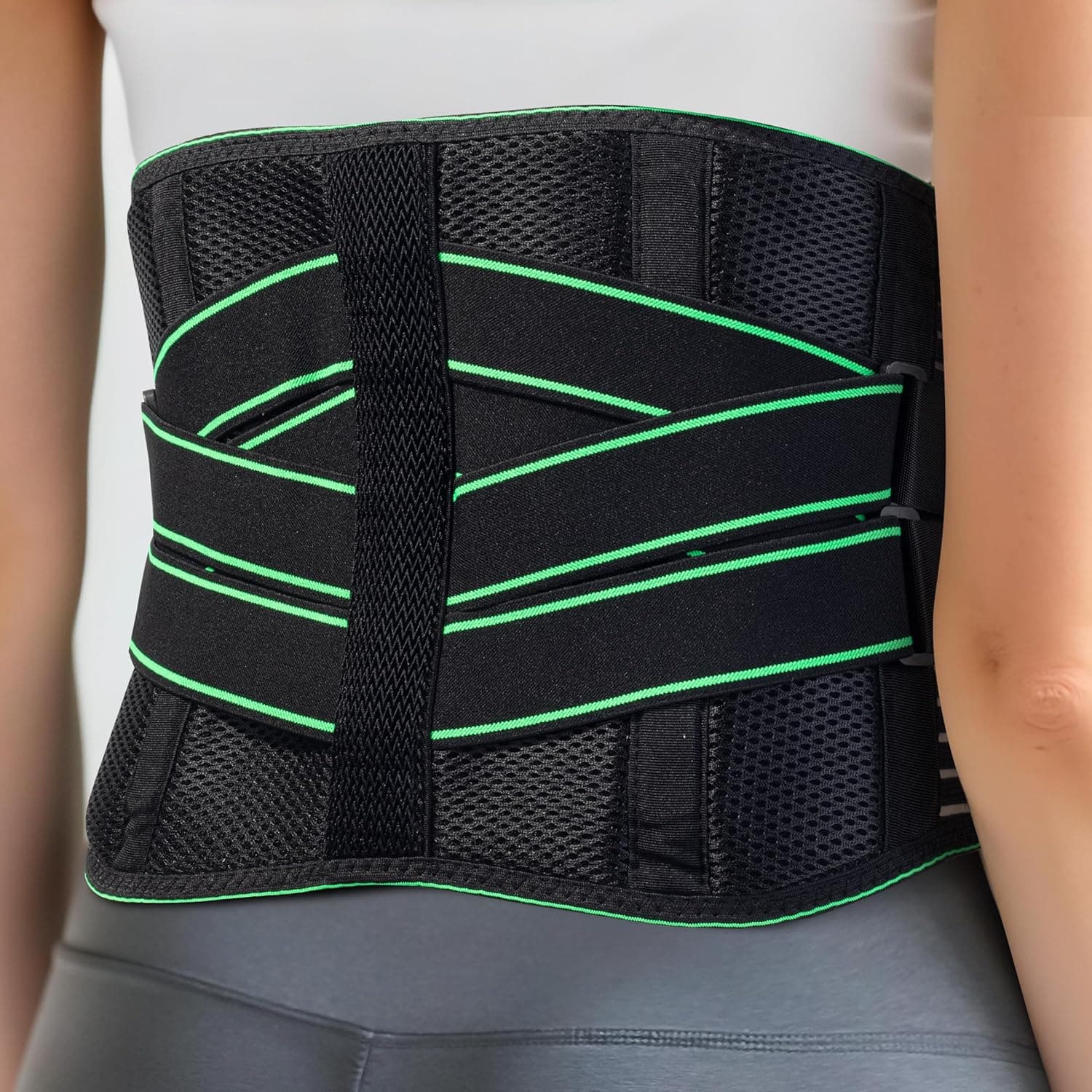DR JK- Lower Back Brace with Lumbar Pad for Men and Women, Medium, Back Brace for Lower Back Pain, Sciatica, Scoliosis, Herniated Disc with Adjustable Support Straps