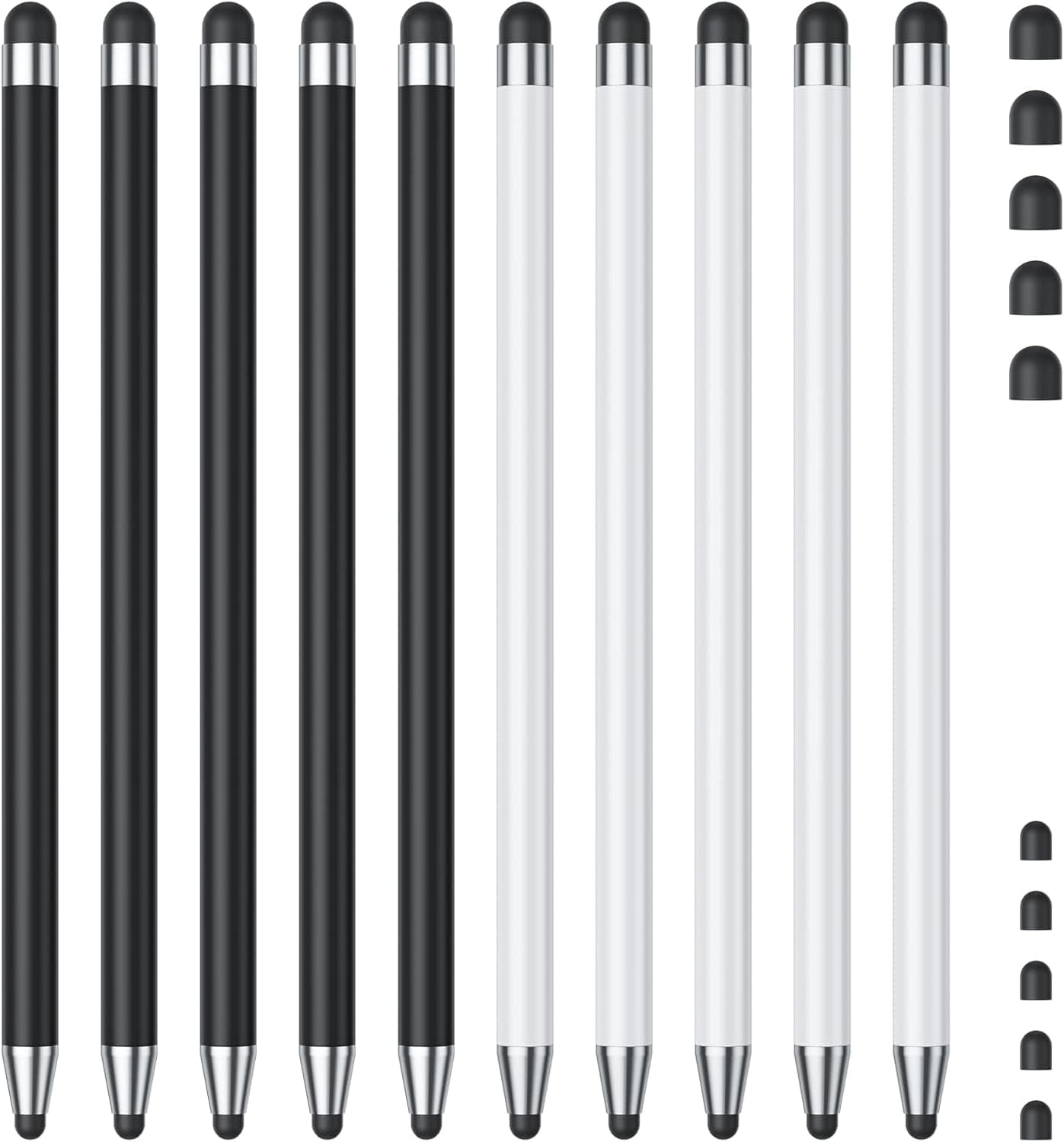 Stylus (10Pcs), Stylus Pen for Touchscreen, High Precision and Sensitivity Stylus Pen for iPad/iPhone/Samsung/Android Smartphone and Tablets, Compatible with All Capacitive Touch Screen (Black/White)