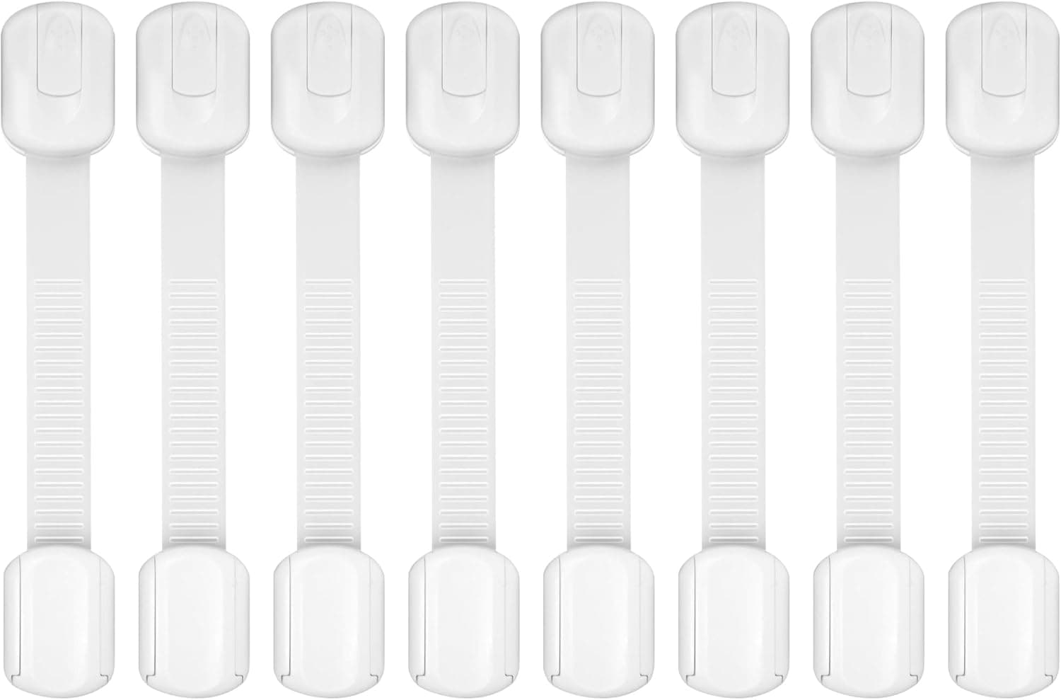 Child Safety Cabinet Locks, 8-Pack, Easy Install with 3M Adhesive, No Screws or Drilling, Multi-Purpose Latches for Cabinets, Drawers, Doors, Kitchen, Ovens, Toilets