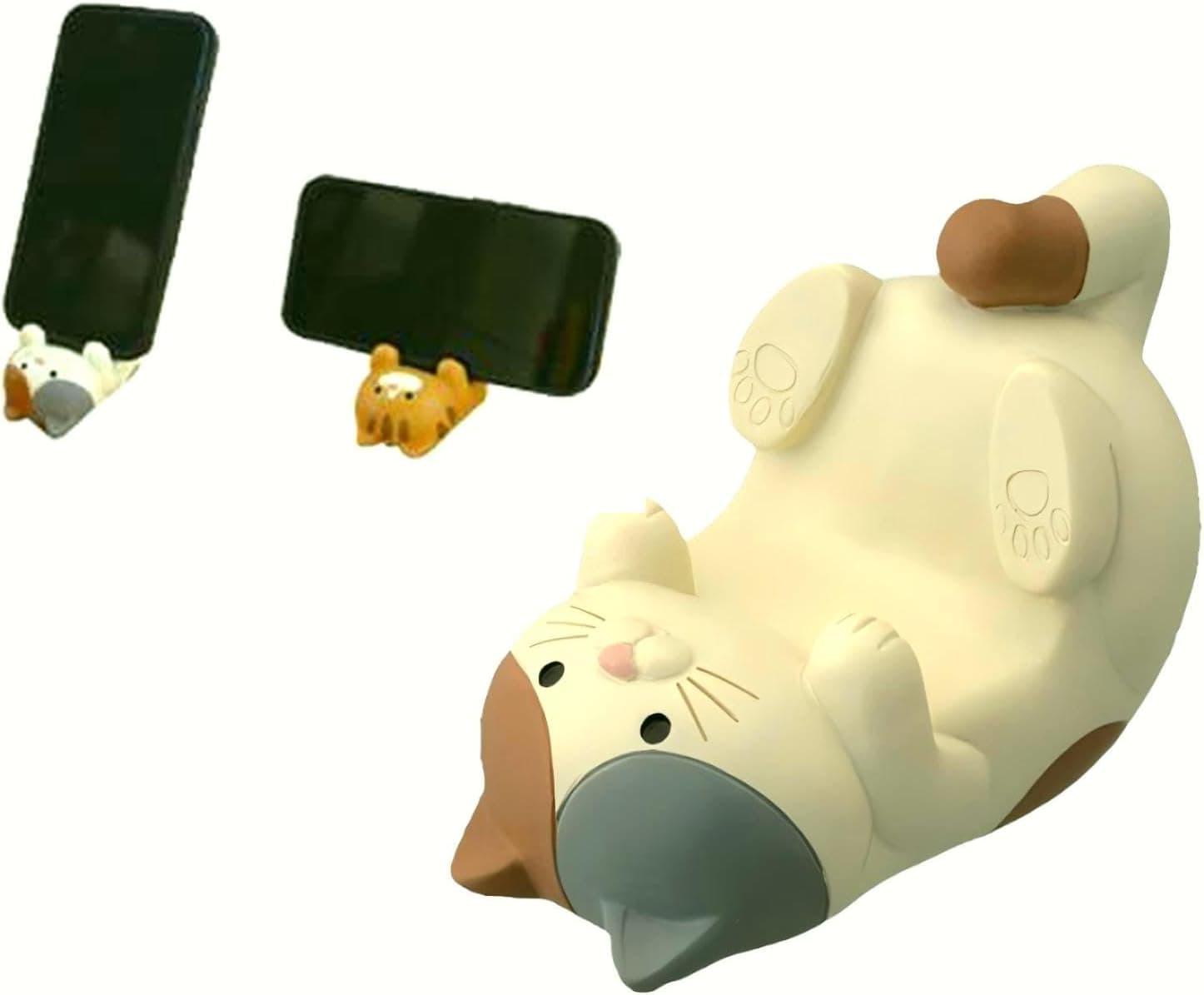 Resin Cat Figurine Phone Stand - Sturdy Design to Hold Smartphones Without Tipping, Cute Phone Holder Gift for Cat Lovers, Desk Decor Accessory 5.7 oz 3.3 x 2.3 x 2.0 in