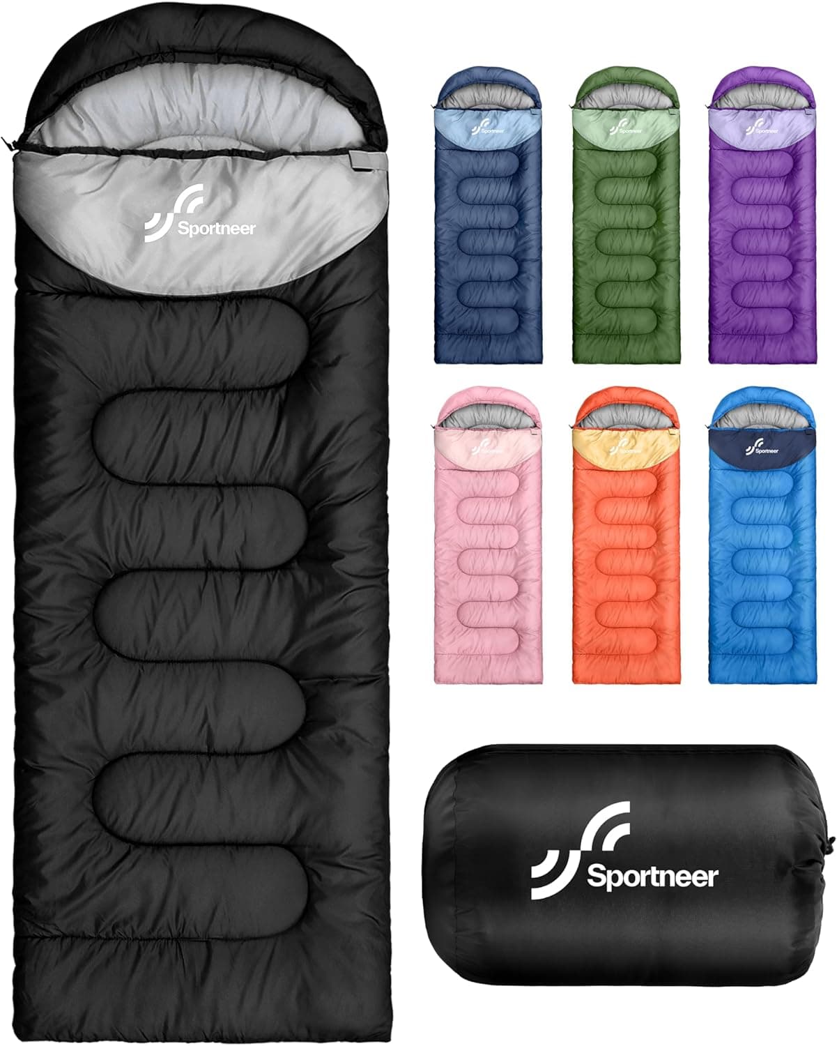 Sportneer Sleeping Bag for Adults & Kids, Cold Weather 3–4 Season Camping Sleeping Bags with 32–65℉ or 50–80℉ Temperature Options, Warm Lightweight Backpacking Bag for Camping, Hiking & Travel