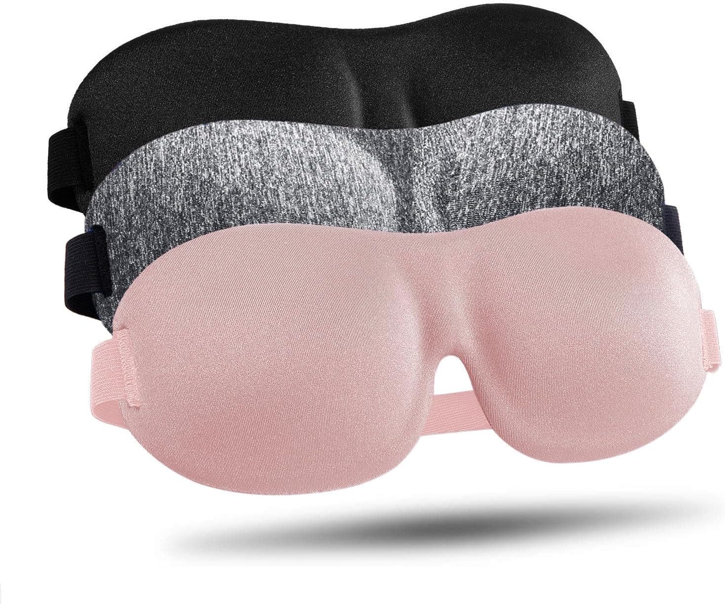 LKY DIGITAL Sleep Mask for Side Sleeper 3 Pack, Blackout 3D Eye Mask for Sleeping, Night Blindfold for Men Women