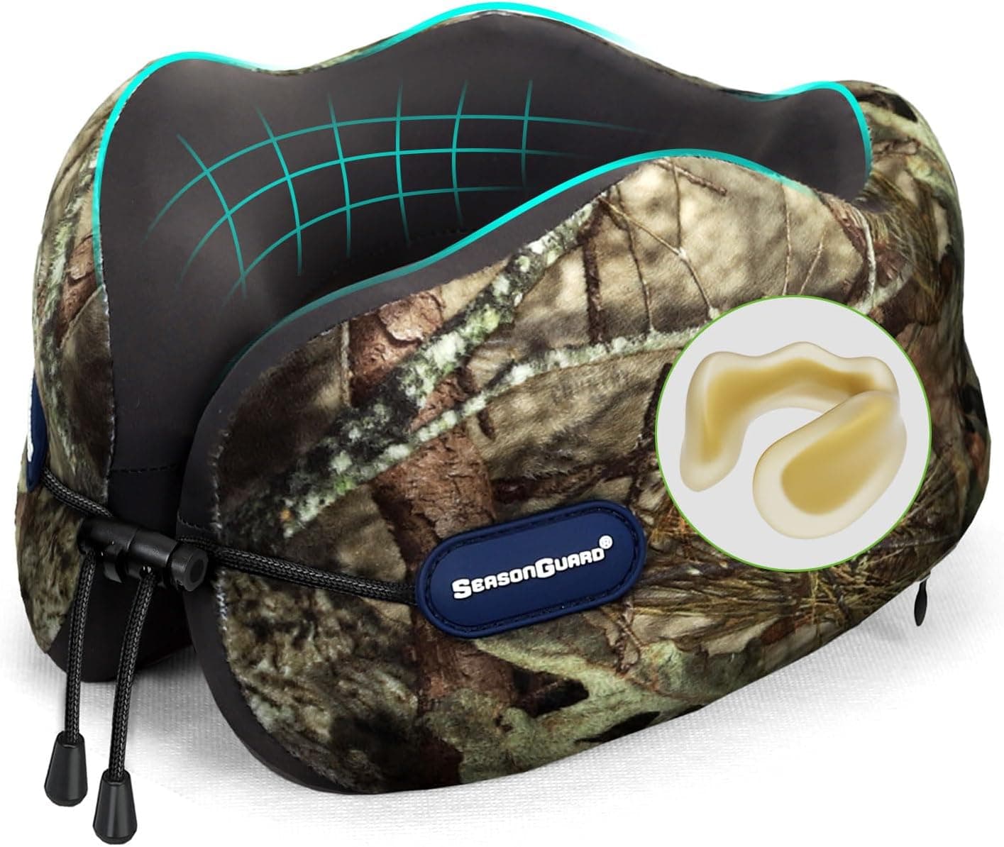 Season Guard Travel Neck Pillow for Airplane Car Flight - Dual-Core Memory Foam Pain Relief Pillows for Sleep - Best Traveling Essential Accessories for Rest - Head Cushion for Women Adult Kids