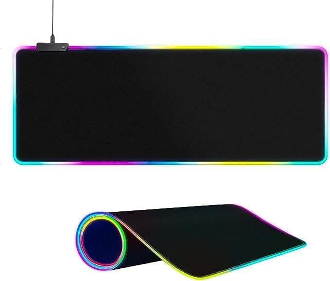 RGB Gaming Mouse Pad, Extended XXL Big Size, 14 Mode Spectrum 7 Colors LED Light Up Border, Black, 1.8 USB Cable