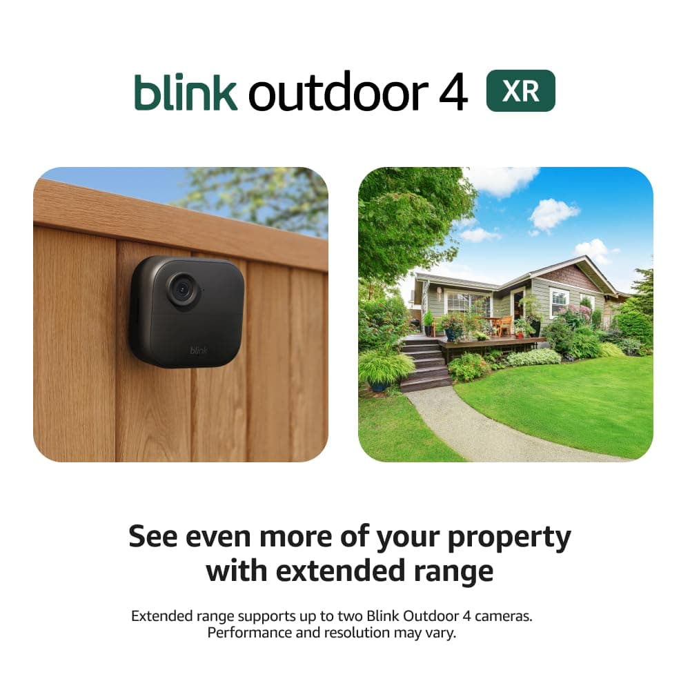 Blink Outdoor 4 XR – two-year battery wireless camera with 4x security coverage, 1000 ft open-air range or 400 ft with typical use — 6 camera system