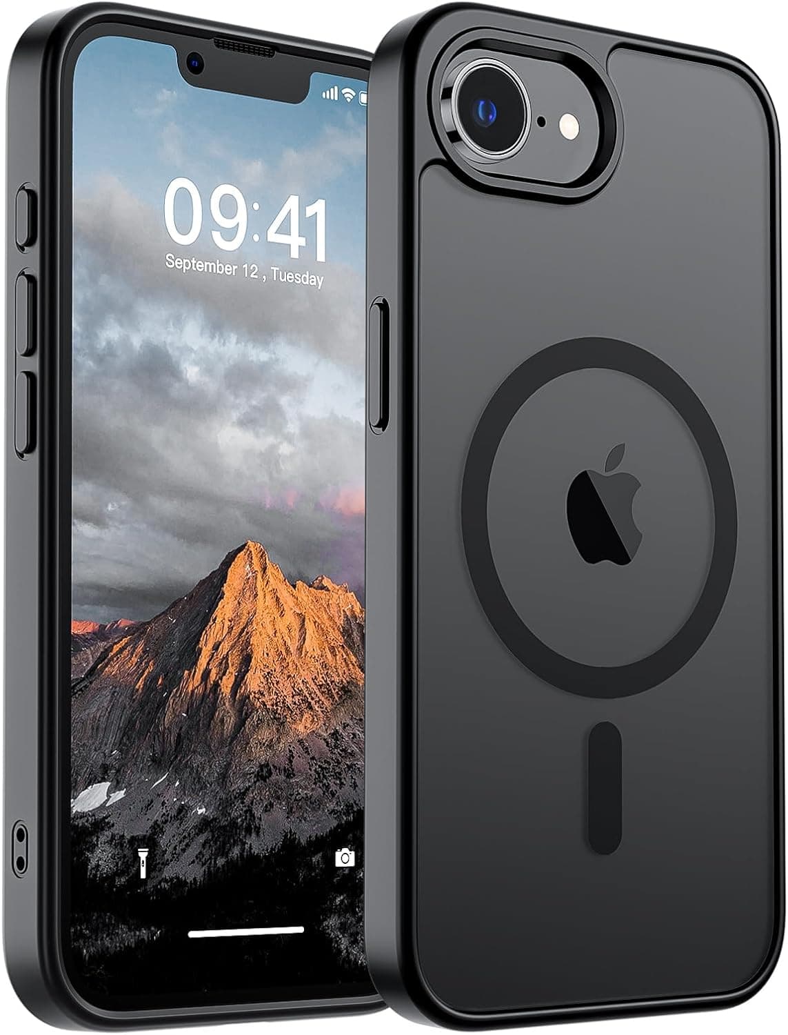 SUPFINE Magnetic for iPhone 16e Case (Compatible with MagSafe)(Military Grade Drop Protection) Slim Translucent Matte Shockproof with Anti-Fingerprint Phone Cover 2025,Black