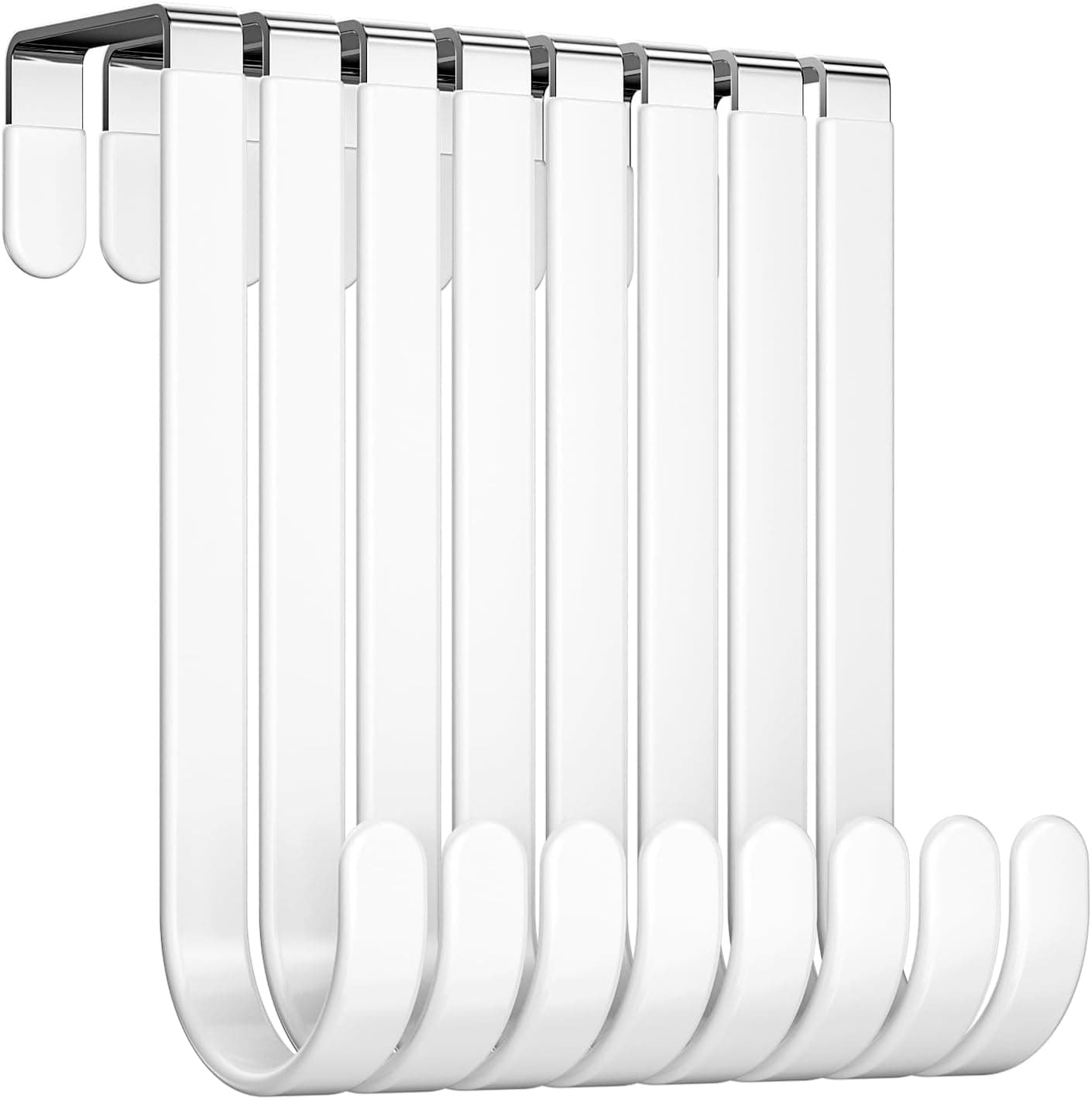 8 Pack Over The Door Hooks, Door Hanger Hook, Towel Hooks for Hanging, Towel Hanger for Bathroom, Fit 1 3/8" Door White, Dorm Room Essentials