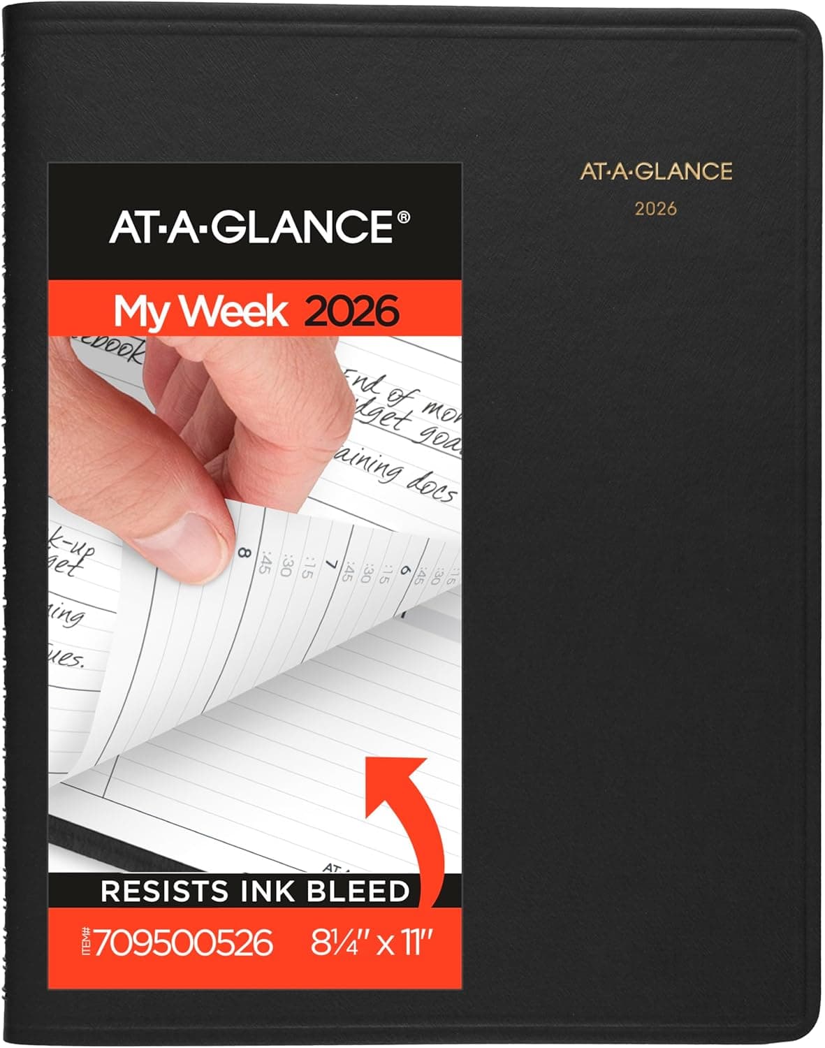 AT-A-GLANCE 2026 Appointment Book Planner, Weekly, 8-1/4" x 11", Large, Black (709500526)