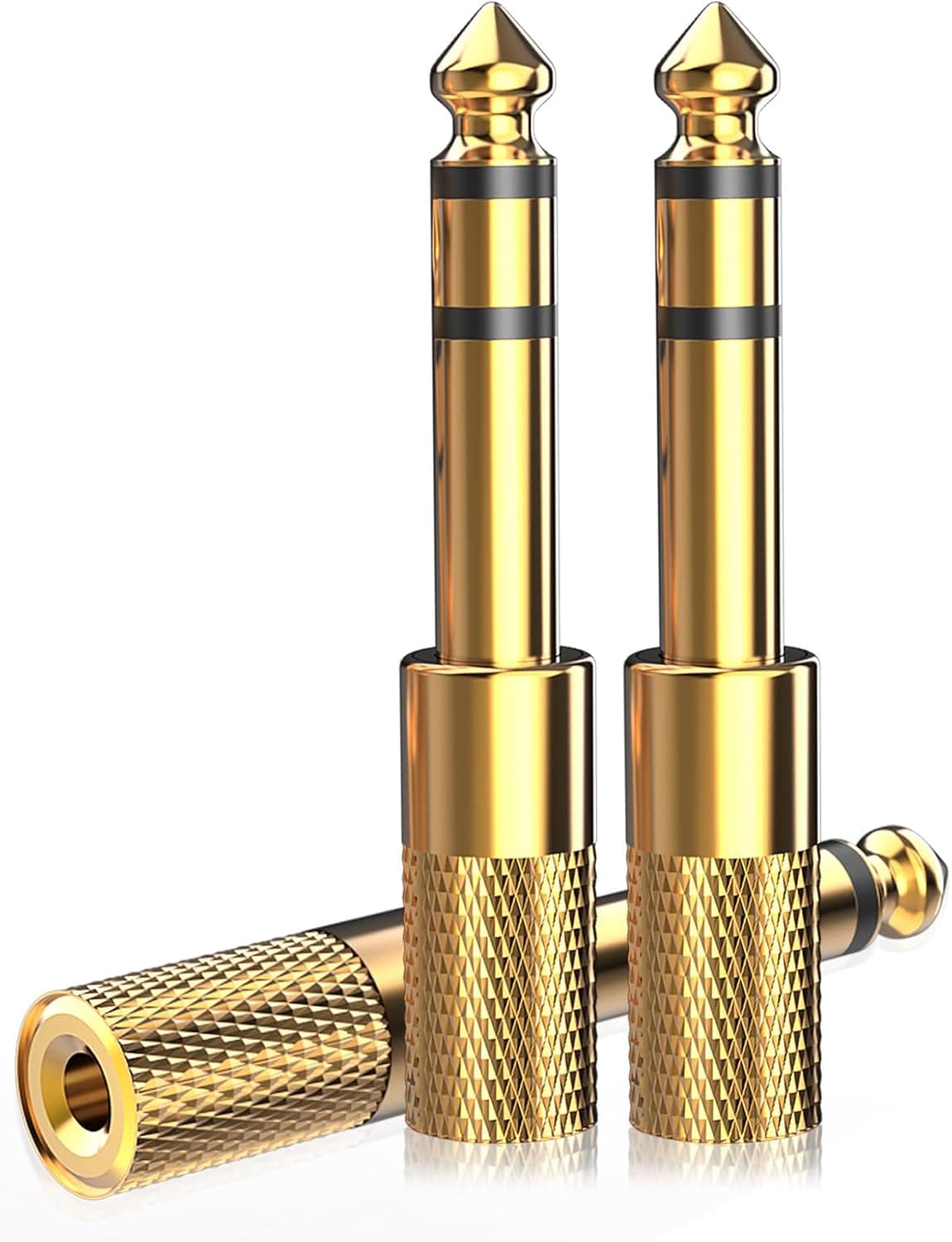 3-Pack 6.35mm Male to 3.5mm Female (1/4 in to 1/8 in) Stereo Headphone Adapter, Audios Jack Adapter, Thickened Gold Plated Hi-Fi for Auxiliary Cables, Amplifiers, Guitars, Digital Pianos.