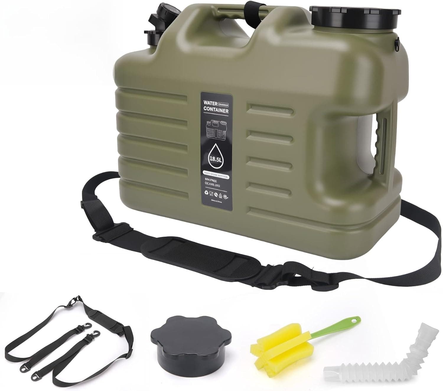 5 Gallon Camping Water Jug,Camping Water Container with Spigot,BPA-Free Military Green Portable Emergency Water Tank for RV Camp, Hiking, Outdoor Adventures & Disaster Preparedness