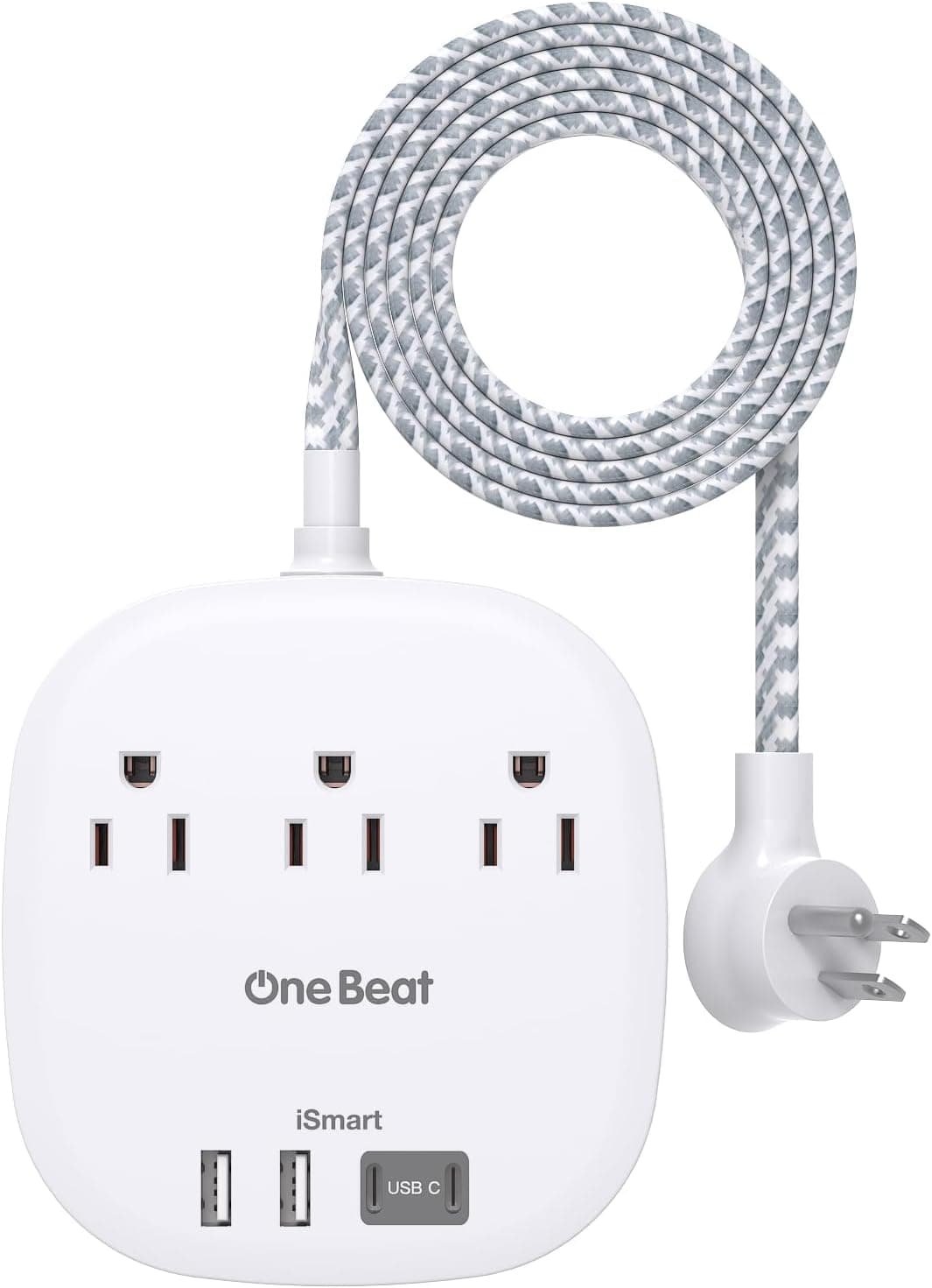 Cruise Essentials 2025,One Beat Travel Power Strip with 3 Outlets 4 USB Ports 3.1A,3ft Flat Plug Extension Cords Desktop Charging Station for Travel Home Office,Cruise Ship Essentials,ETL Listed