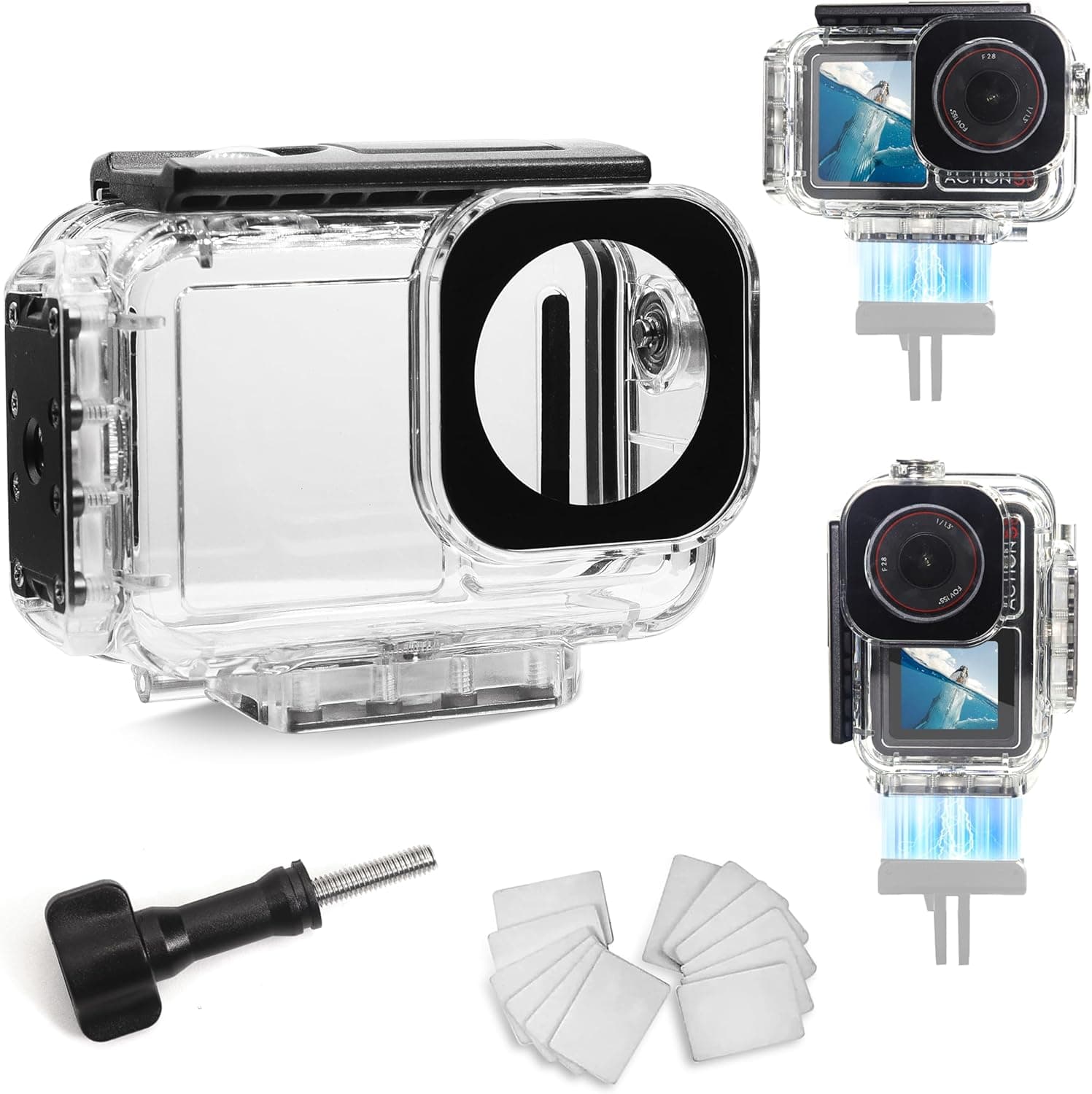 FitStill 196FT/60M Underwater Waterproof Case with Magnetic Quick Release Interface Compatible with DJI Osmo Action 5 Pro Action 4 Action 3,Protective Cover Invisible Diving Action Shell Accessory Kit