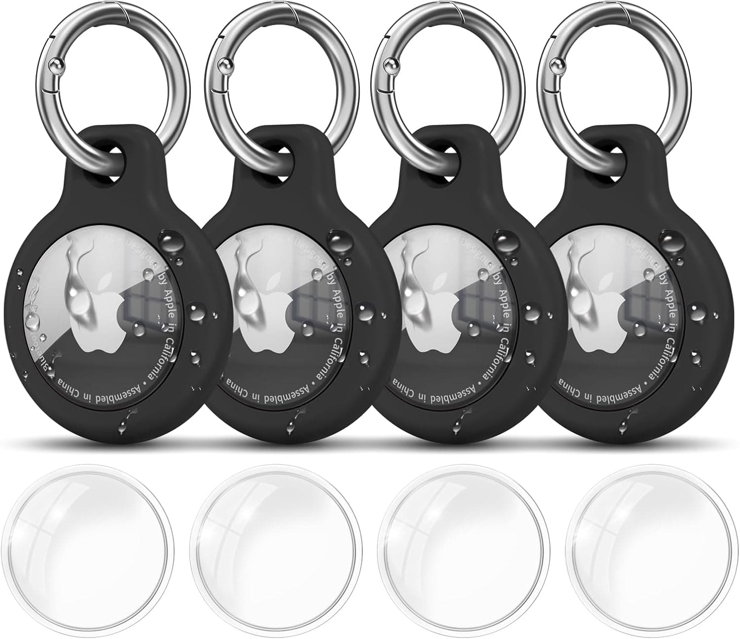 Waterproof for Airtag Holder with Apple Airtag Keychain 4 Pack, Hard PC for AirTag Case, Anti-Scratch for Airtag Case for GPS Item Finder Tracker,Luggage,Pet Collar,Key Ring