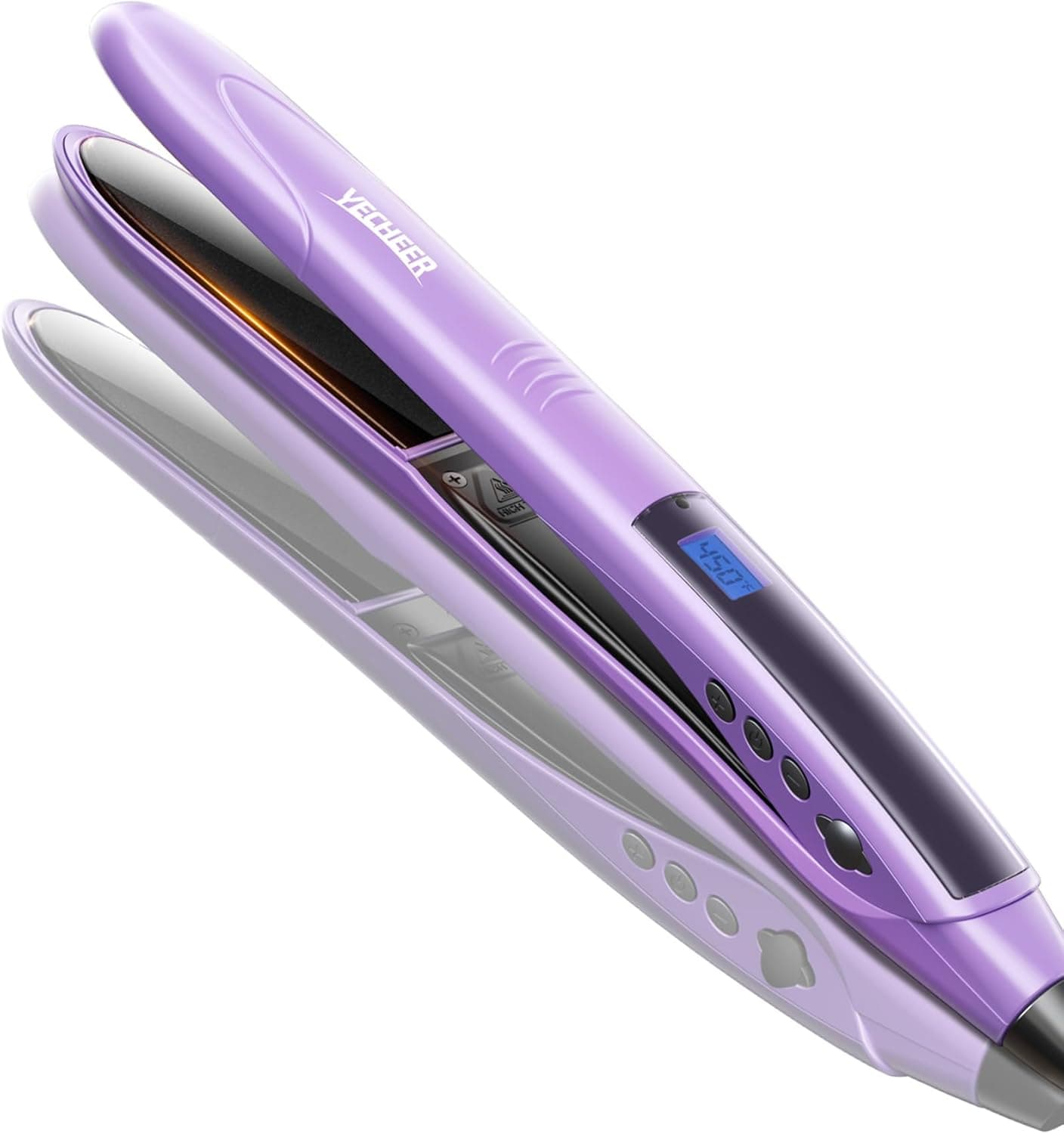 1" Ceramic Flat Iron with Sonic Vibrating for Less Damage, Dual Voltage Travel Hair Straightener for Women - Ionic & Volcanic Mineral Technology, Straightener and Curler, 10 Heat Settings
