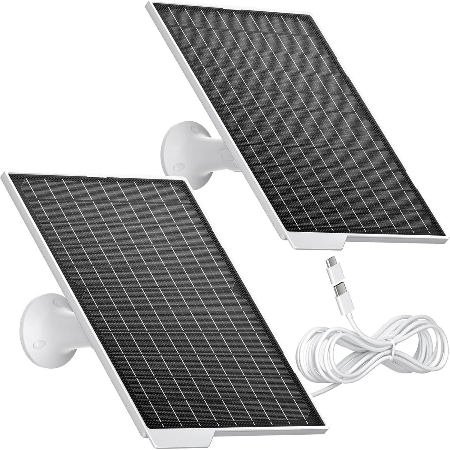 2 Pack 9W Solar Panels- IP65 Waterproof, High Efficiency Charger with 10FT USB-C Cable and Micro USB Adapter, Works in -4°F~176°F, for Outdoor Cameras, Smartphones and All DC 5V Devices