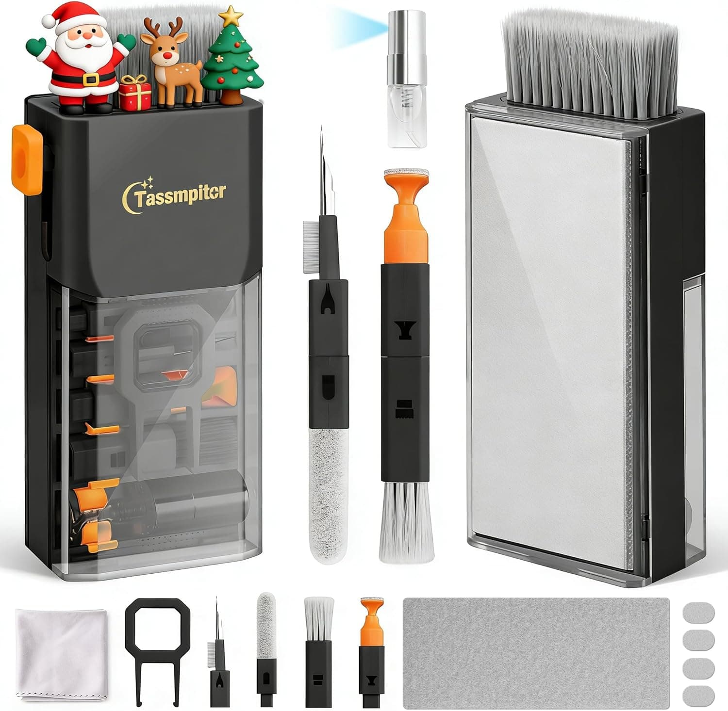 Keyboard Cleaning Kit Keyboard Cleaner, All in One Computer Screen and Laptop Cleaner, Compact Portable Electronic Laptop Cleaning Kit with Soft Brush and Spray for MacBook iPad iPhone Earbud, Black